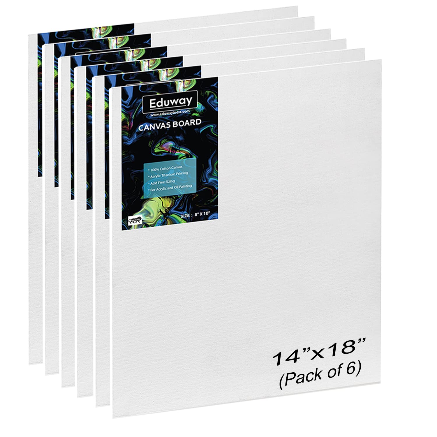 Eduway Średnioziarnista deska z płótna bawełnianego 35 x 45 cm, 6 sztuk, 35 x 45 cm z podkładem z płyty MDF 4 mm, do malowania