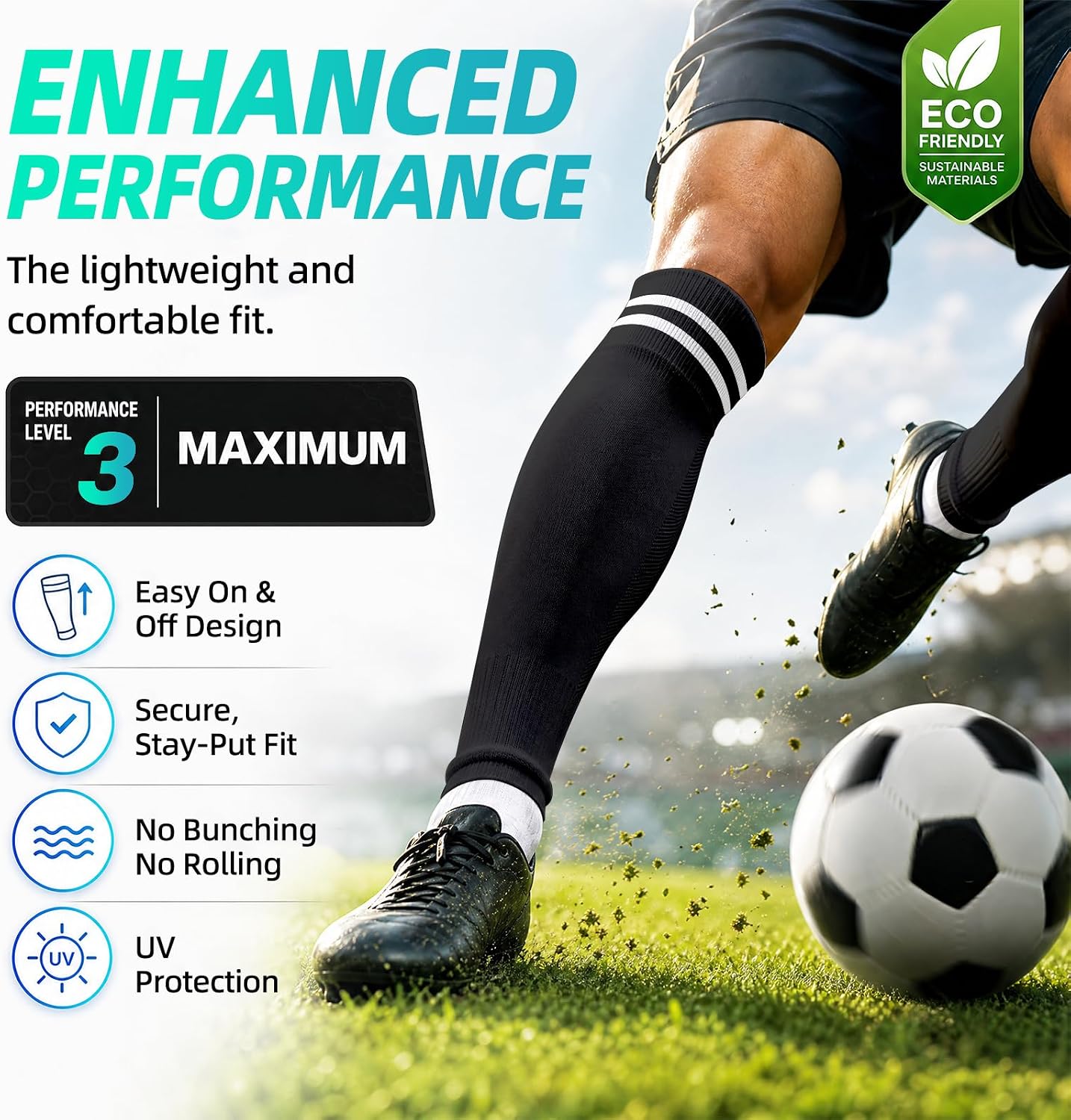Aegend Soccer Leg Sleeves for Grip Socks, Compression Shin Guard Sleeves