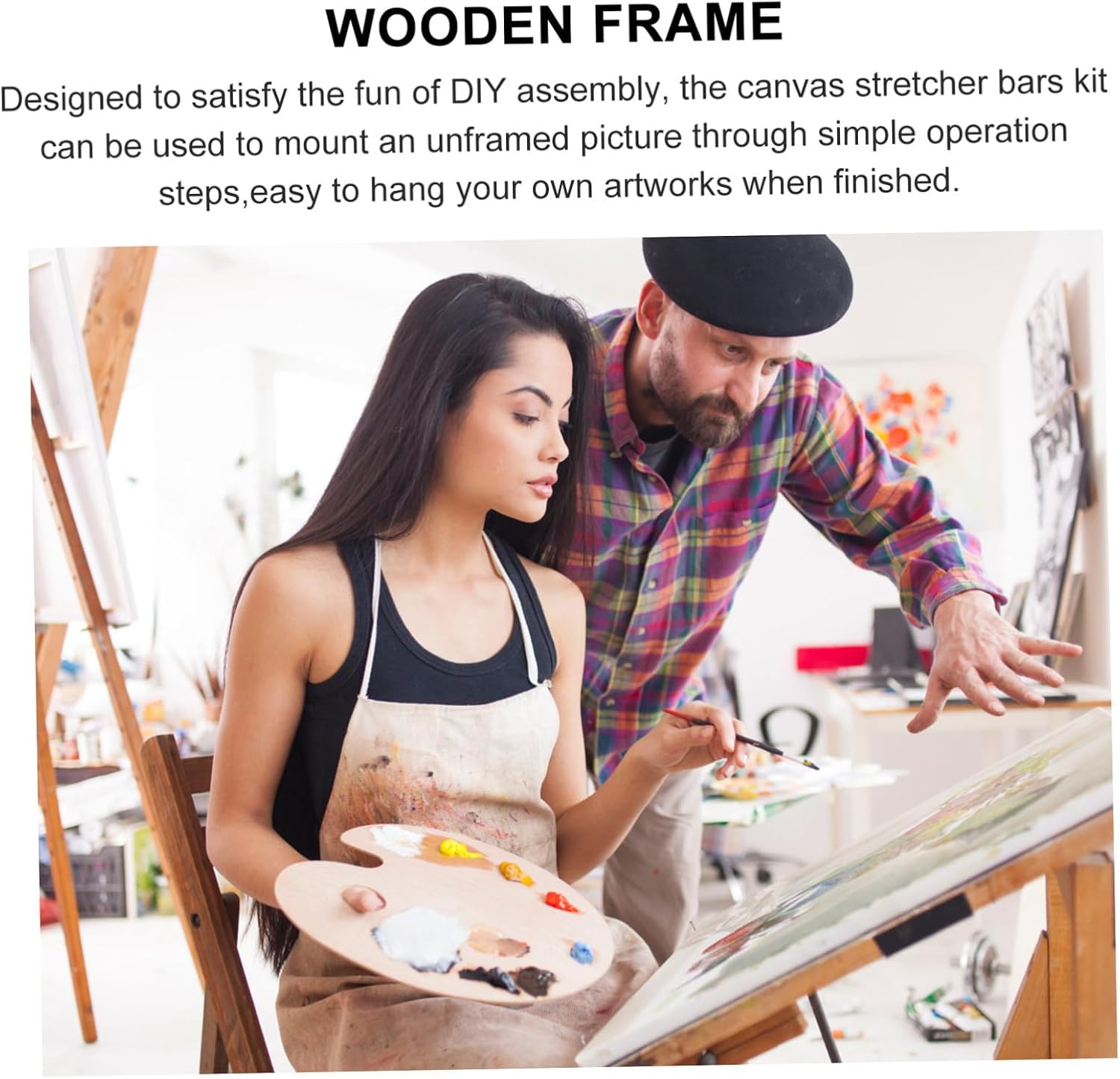 Gogogmee Solid Picture Frame Strips DIY Canvas Frame Kit 8 Pieces 19.68X0.74X0.70 Inch Wood Inner for Home Art Display and Canvas Prints
