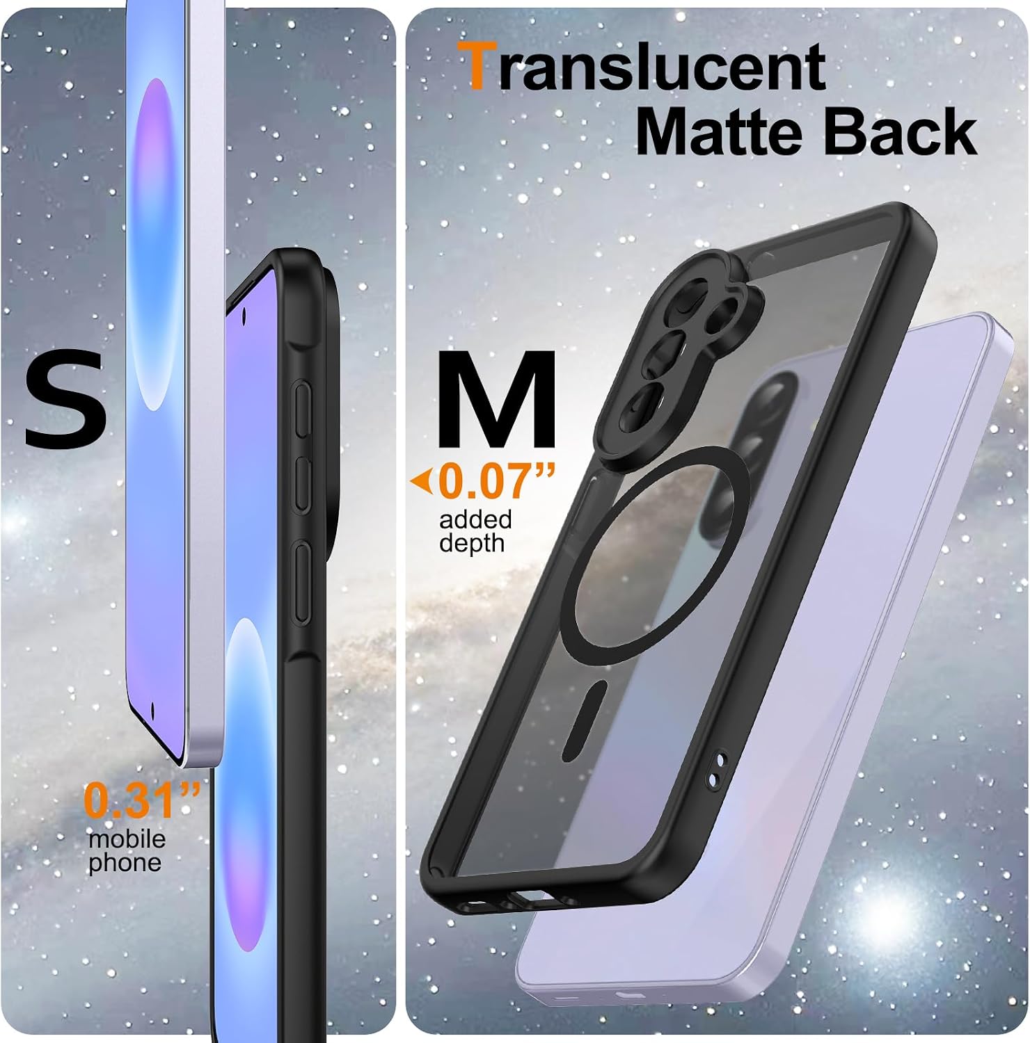 for Samsung Galaxy A57 5G Phone Case Magnetic Shockproof, [Fit for MagSafe] [Glass Screen Protector] Soft-Touch Skin para Frosted Translucent Anti-Fingerprint Cover (Black) image 5