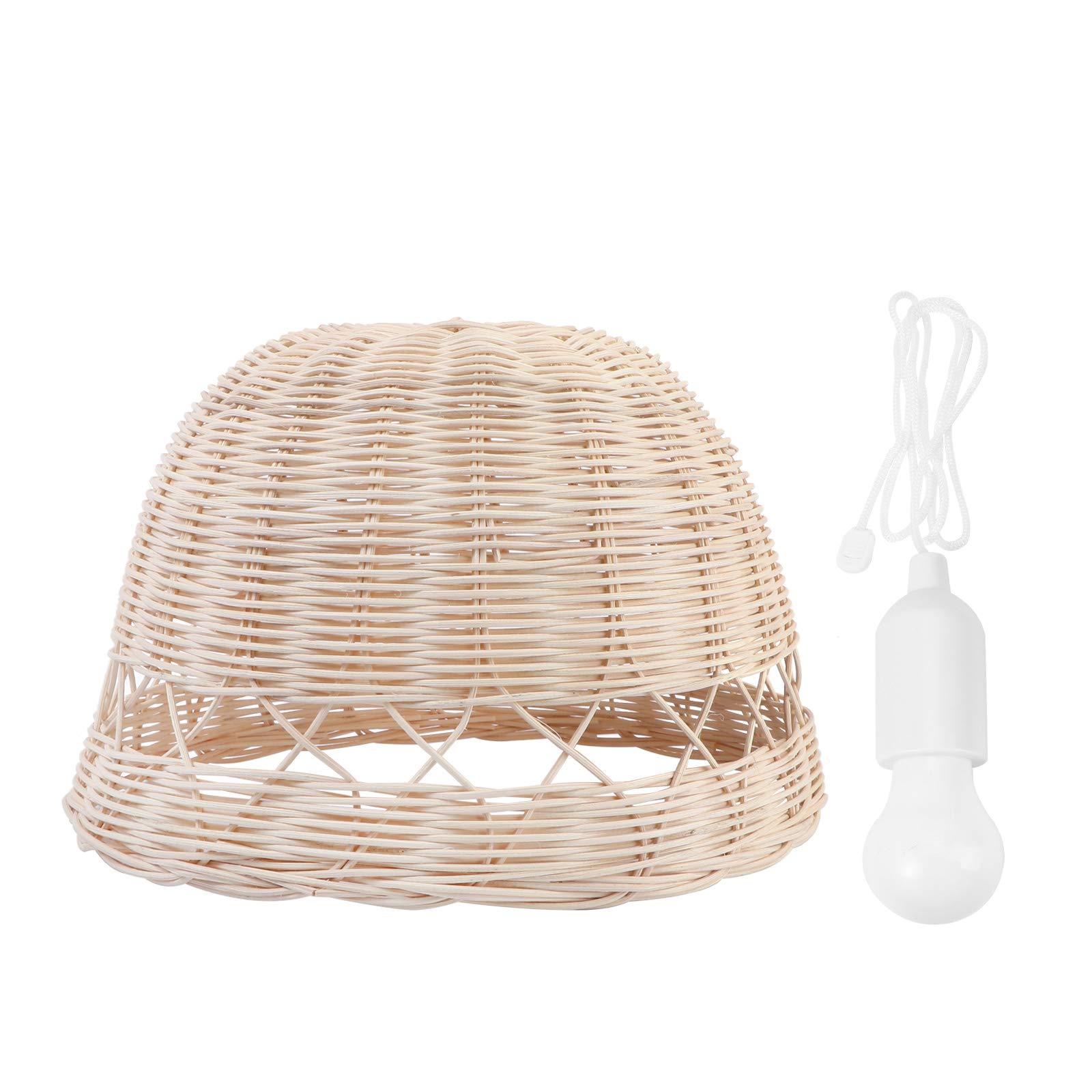 Abat-jour suspendu en rotin tissé main, luminaire artisanal kaki