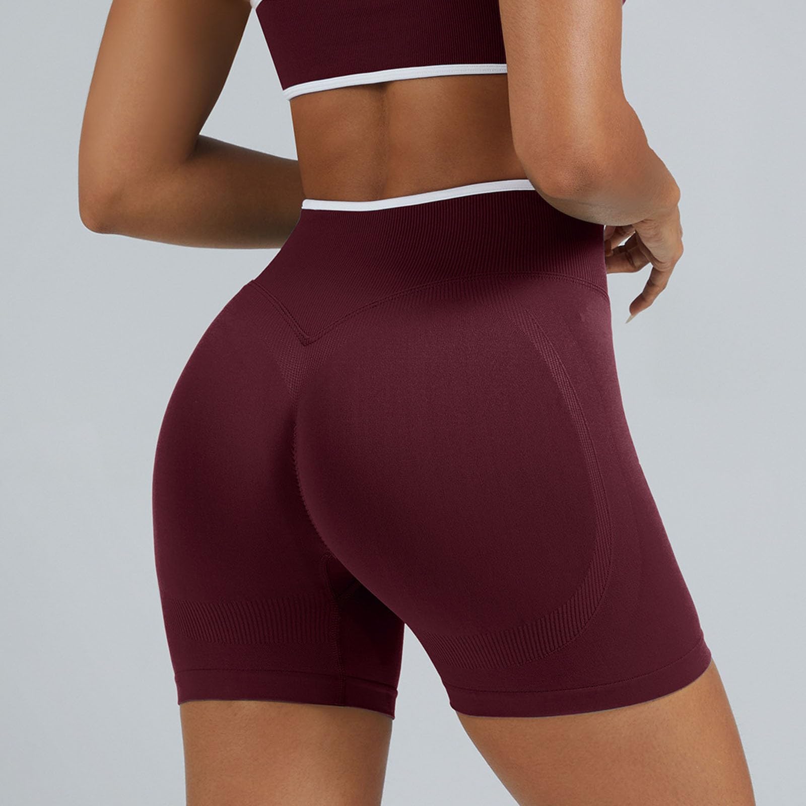 Short de Sport Femme Scrunch Pantalon de Yoga Court Push Up Court Butt Lifting Gym Short sans Couture Workout Leggings de Cyclisme pour Course À Pied, Entraînement, Fitness, Running