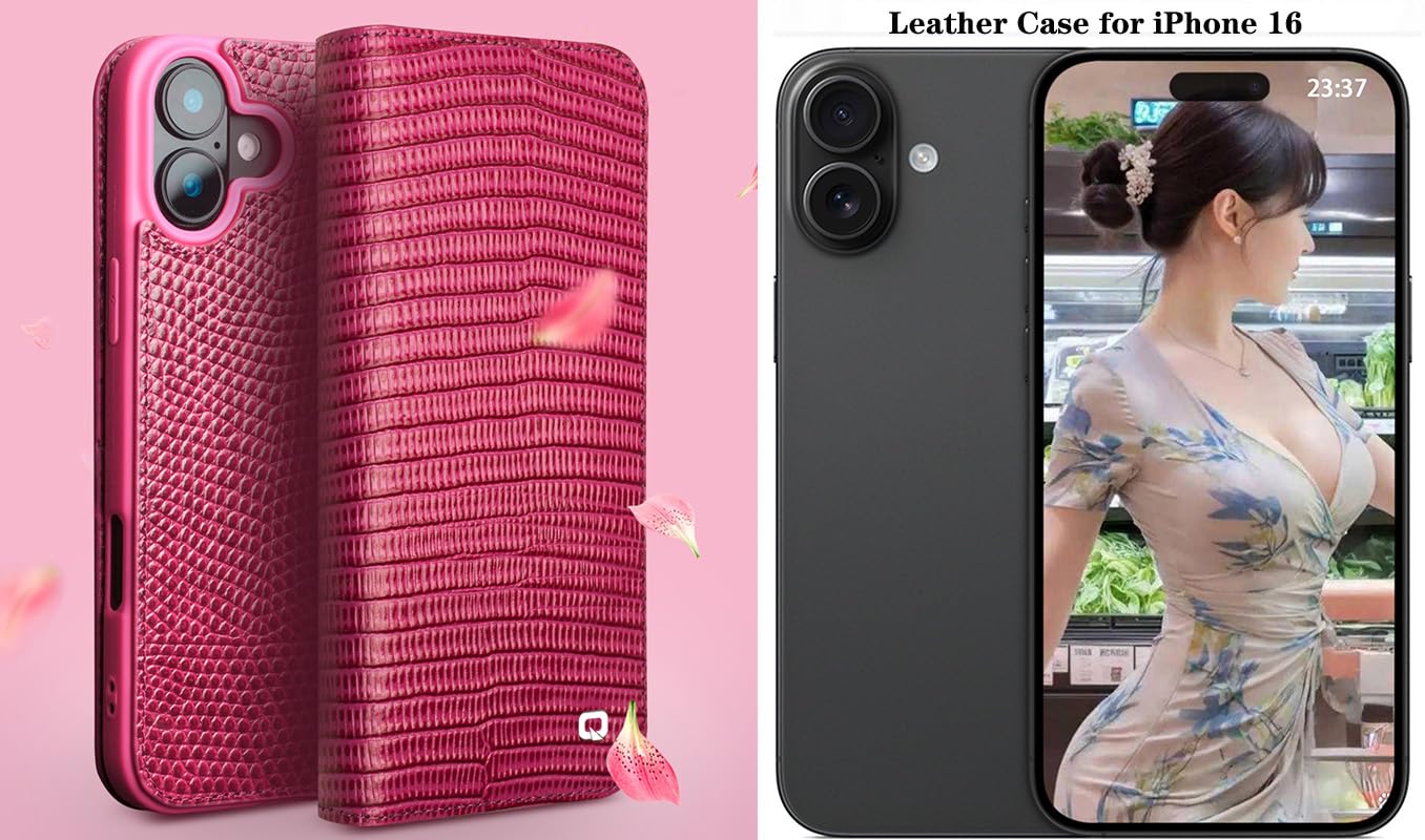 Skórzana Etui na Telefon Kompatybilna z Apple iPhone 16. Klapka, Portfel, Osłona Telefonu Komórkowego, Futerał Jabłko.