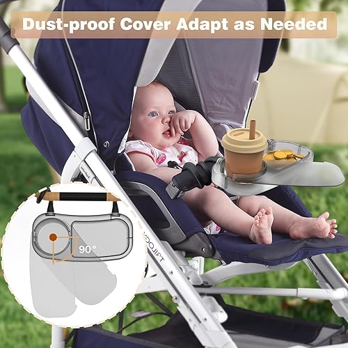 Miniatura 6 de Bandeja universal mejorada para refrigerios, soporte para tazas con agarre flexible de silicona para brazos, accesorio para bandeja de cochecito