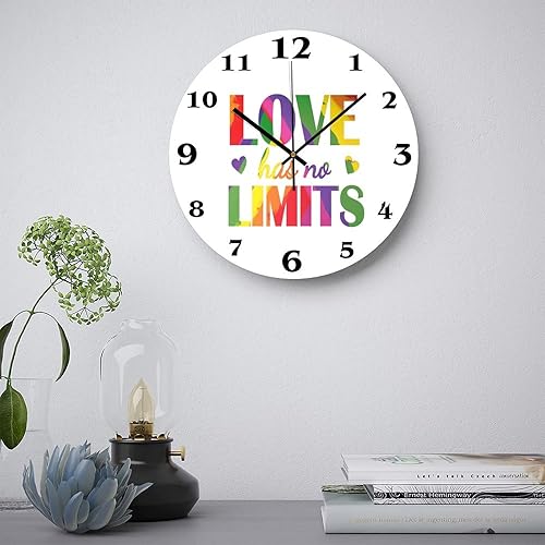 Miniatura 3 de Reloj de pared moderno de PVC para decoración de sala de estar, amor no tiene límites, citas inspiradoras, desfile del orgullo, relojes de pared