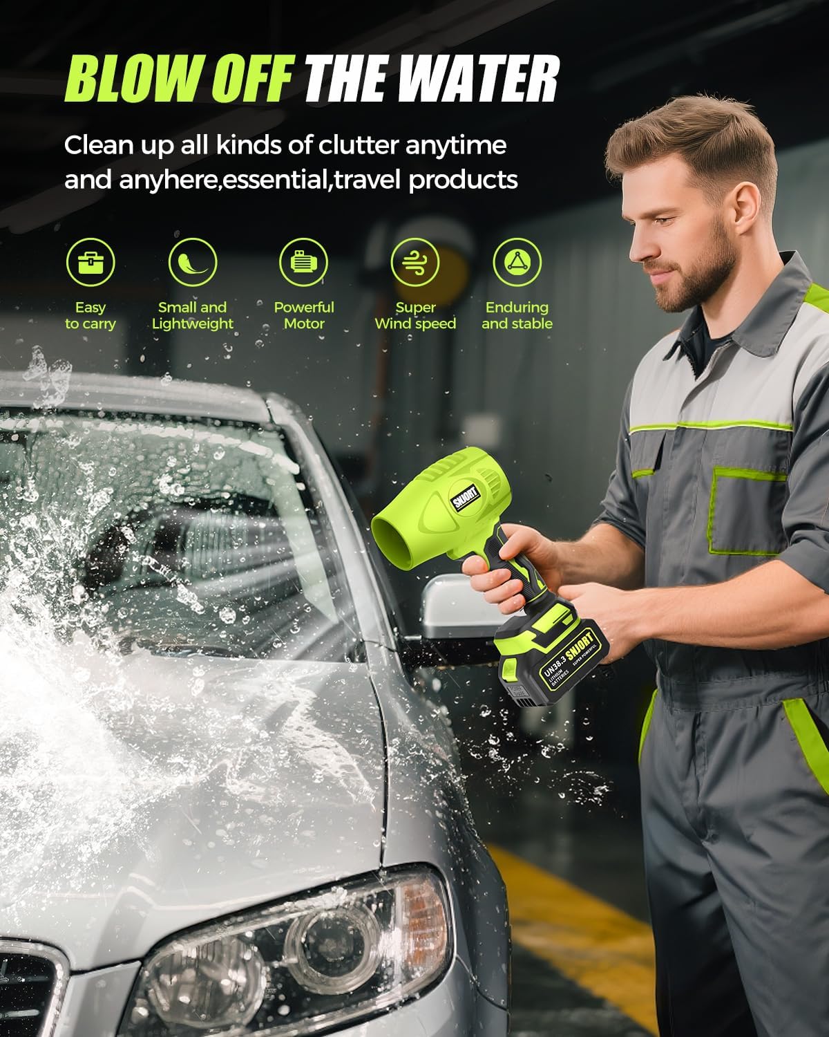 Leaf Blower Cordless with Battery and Charger, 980,000 RPM, Extended Nozzle, Lightweight Handheld Design,Blower for Lawn Care,Birthday Gifts for Men Dad Husband(Moss Green)