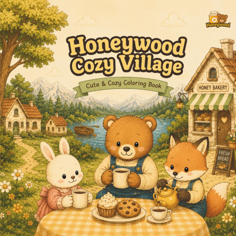 Honeywood Cozy Village: Cute & Cozy Coloring Book