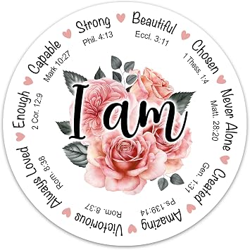 3PCs I Am Bible Verse Sticker, Christian Faith Scripture Stickers, Religious Quotes Inspirational Affirmation Vinyl Waterproof Stickers for Laptop Water Bottle Notebook Tumbler Journal 3 Inches