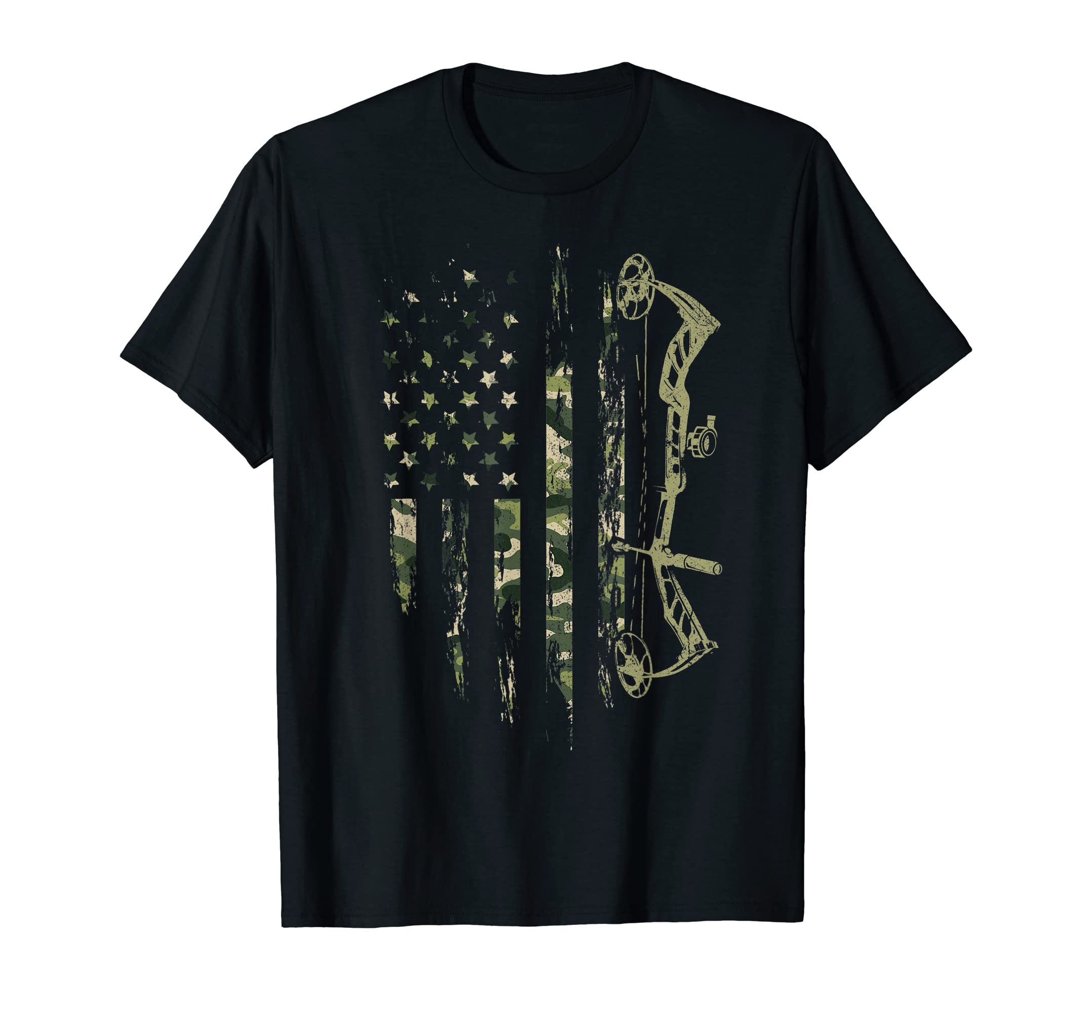 Camo American Flag Bowhunting Bow Archery Deer Hunting Gift T-ShirtOEKO-TEX STANDARD 100