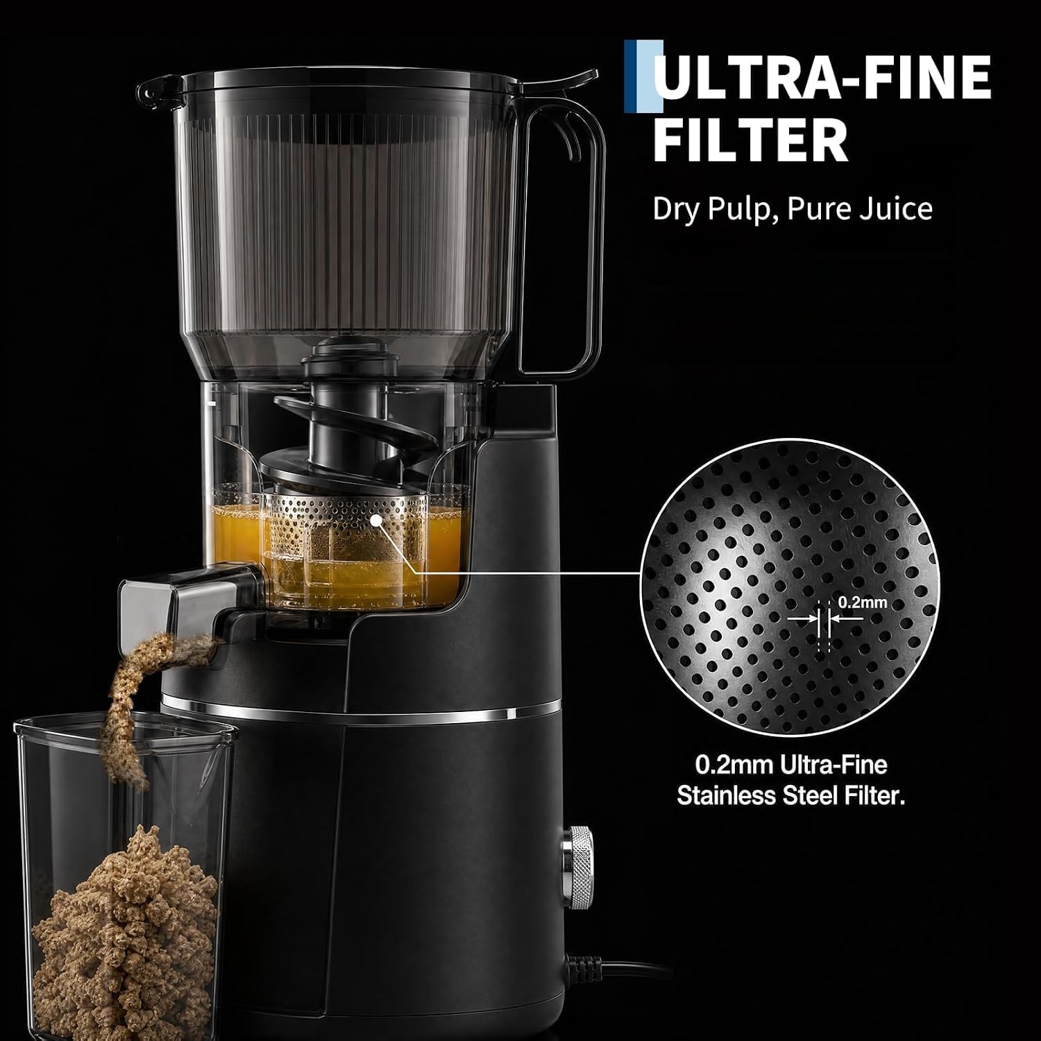 GarveeHome Estrattore di succo Slow Juicer, 250 W, spremuto a freddo, per
