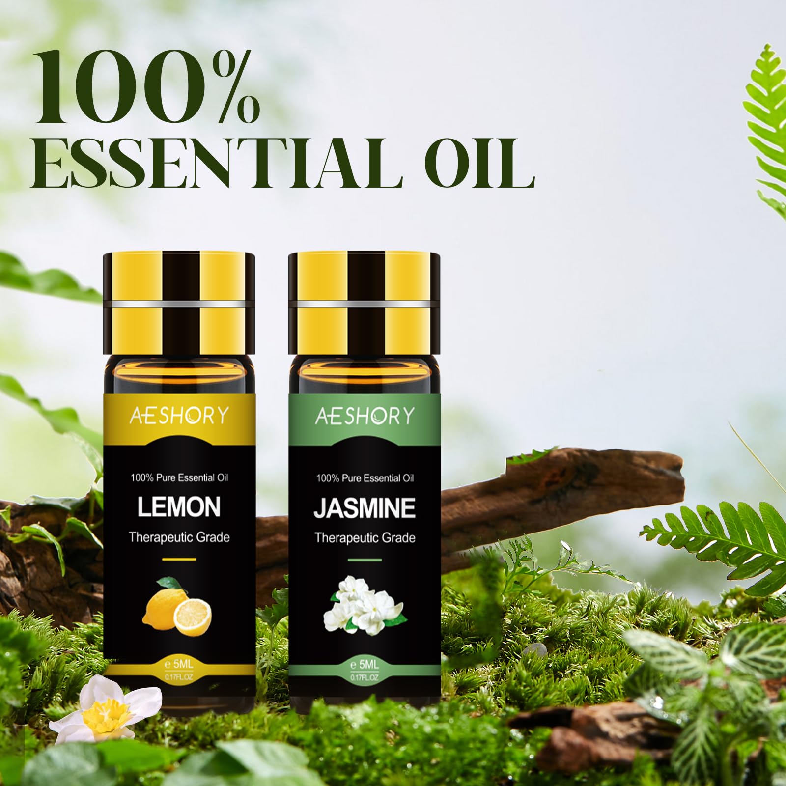 AESHORY Aceites Esenciales para Humidificador 20 x 5ML, 100% Natural Aromaterapia Aceite Aromático para Difusor, Masaje - Lavanda, Árbol de Té, Pachulí, Limón, Eucalipto, Sándalo, Incienso, Jazmín