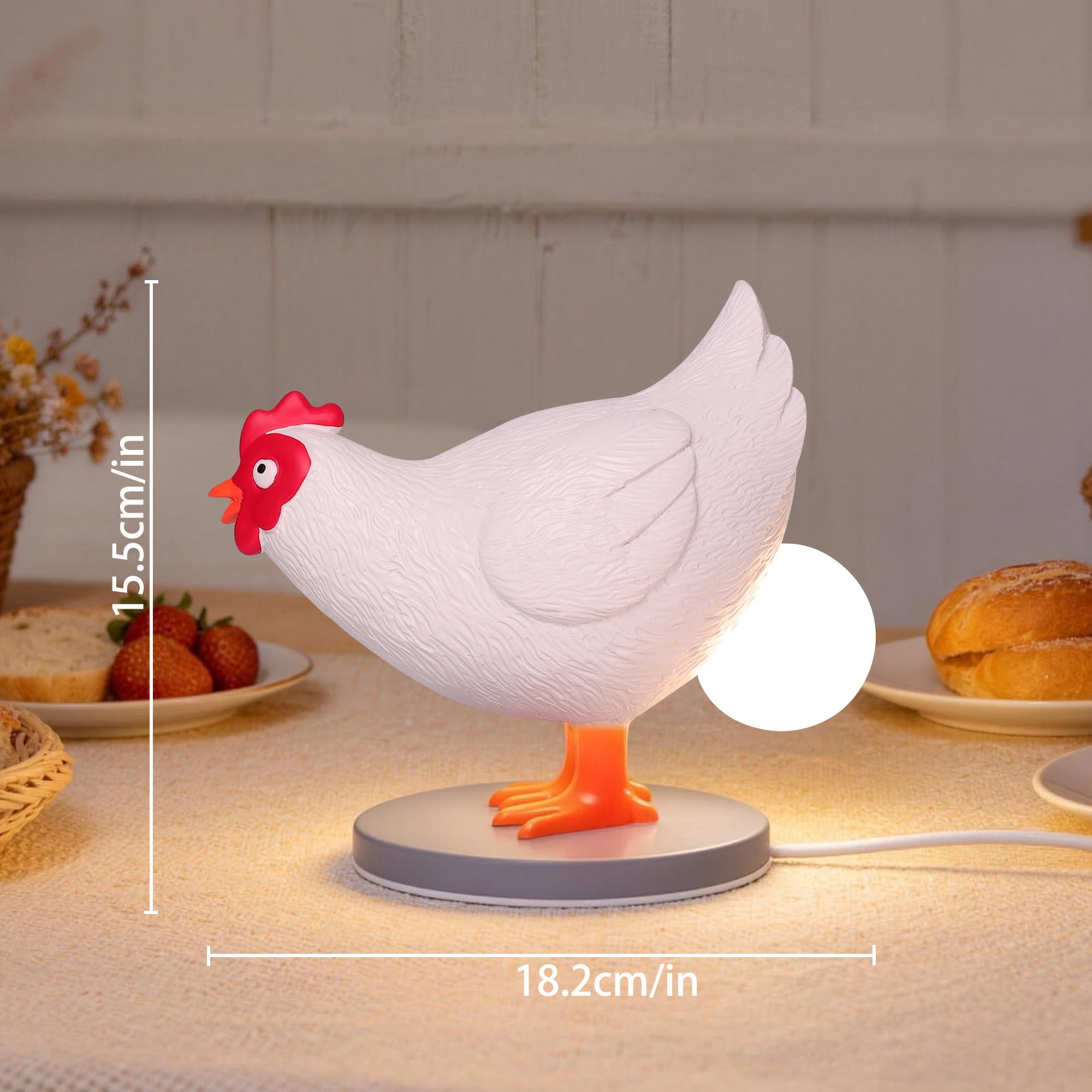 Ammonite Chicken Lamp With Egg in Butt, 3D Laying Egg Night Light