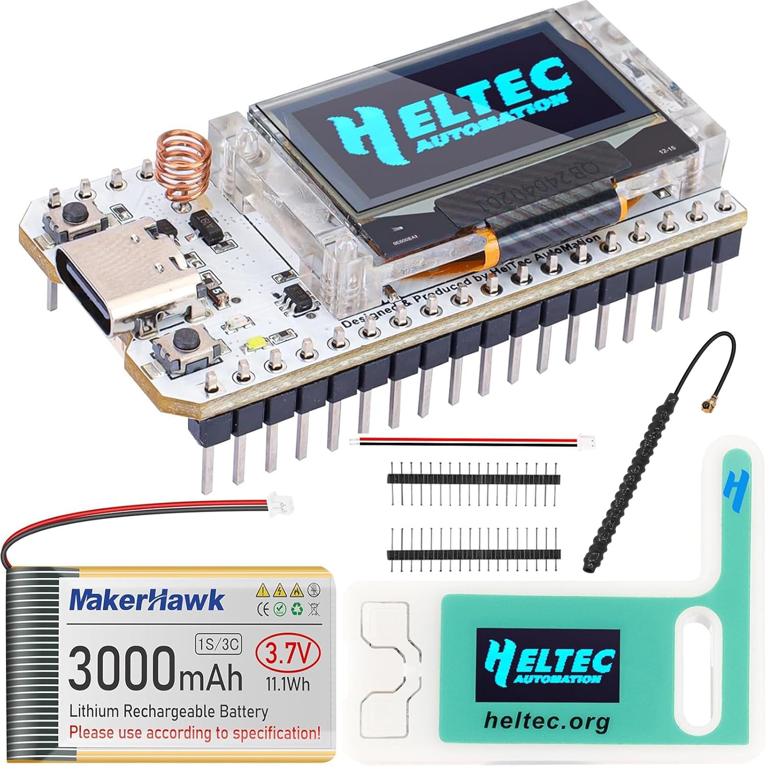 ESP32 LoRa V3 Module Board with 3000mAh Battery Set - with 915MHz Antenna and SX1262 LoRa V3 Case Devices for Meshtastic Ar duino LoRawan IOT