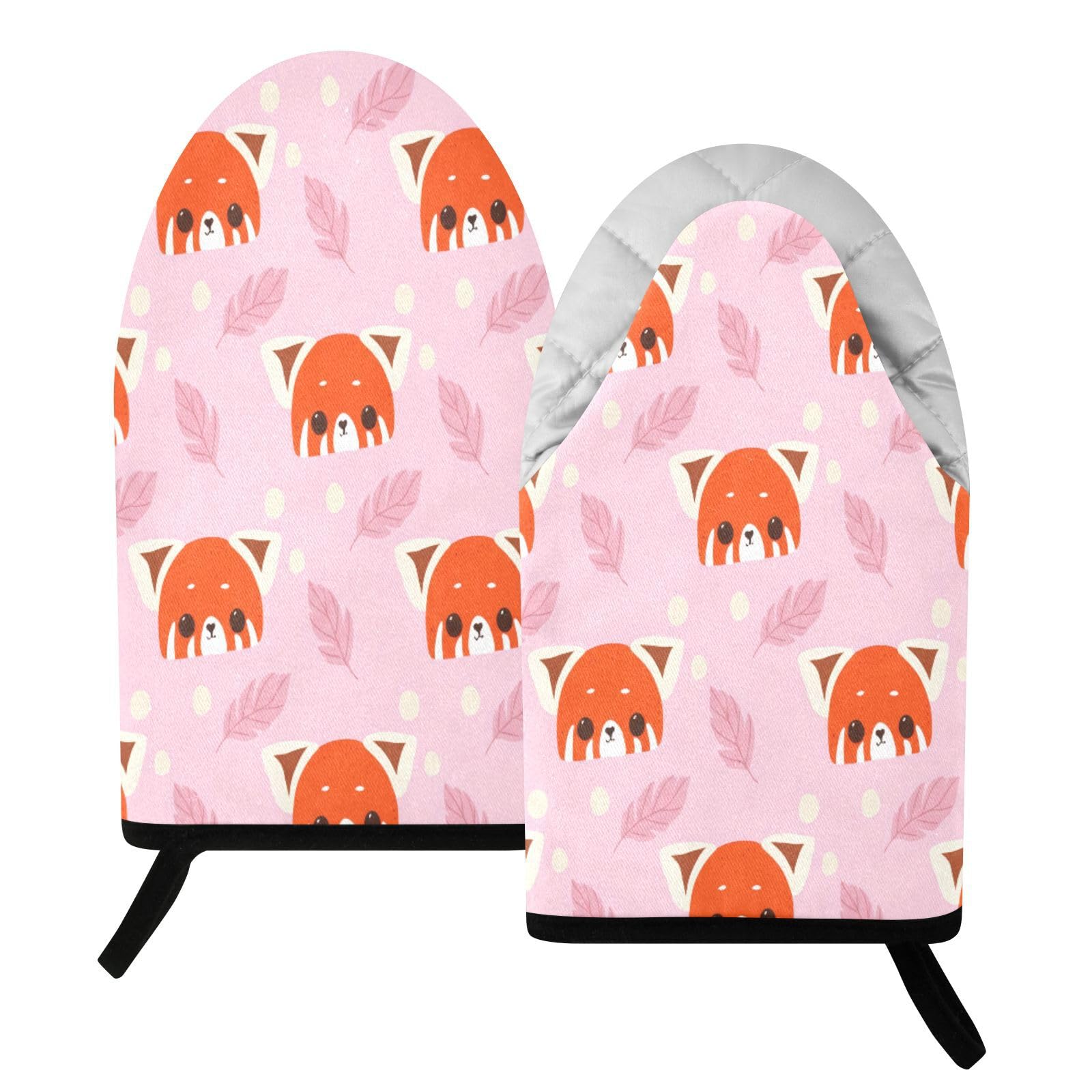 BURSTDDY Cartoon Fox (3) Oven Mitt,Heat Resistant Kitchen Mitts for Cooking