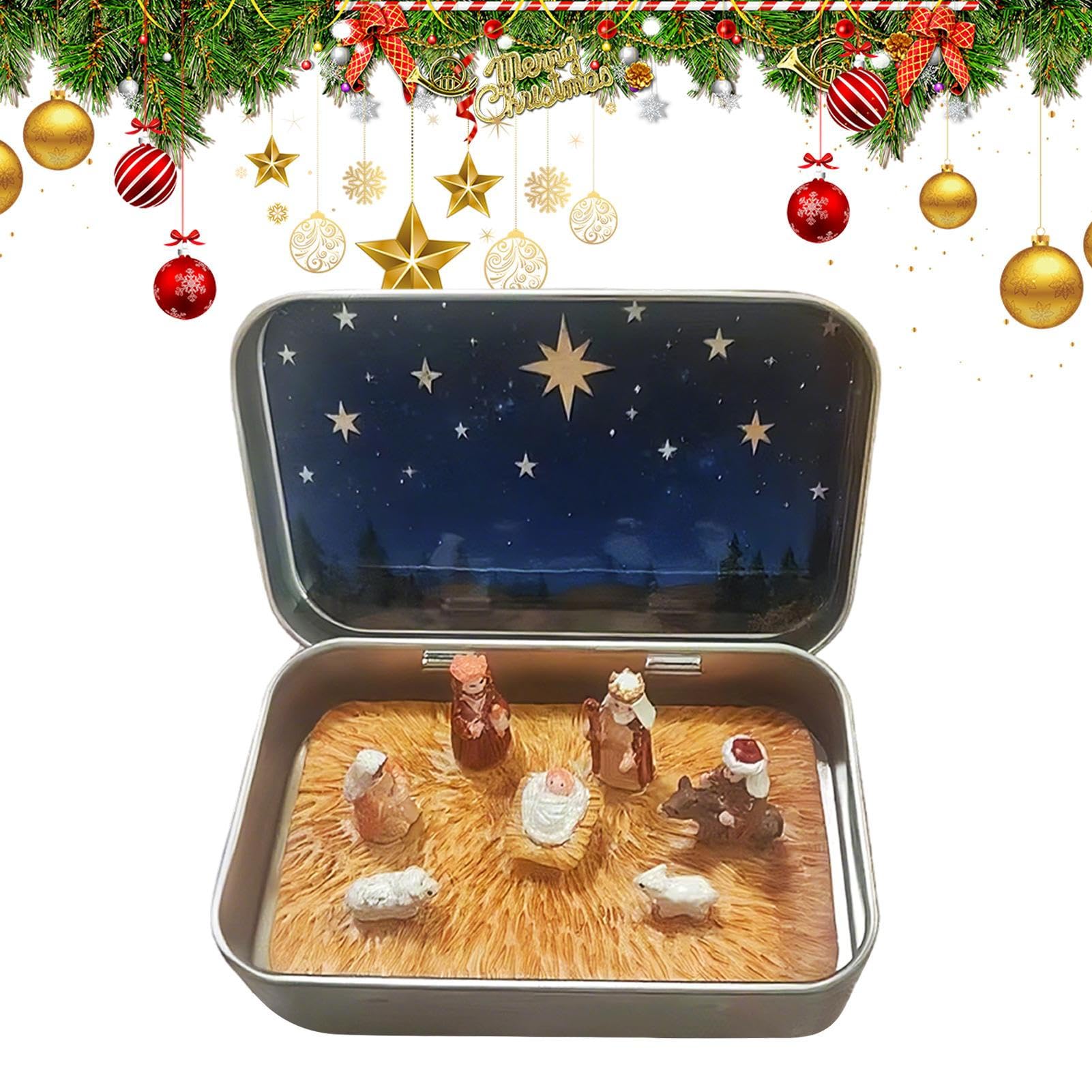 Nativité d'intérieur en résine pour décorer un buffet de Noël chaleureux