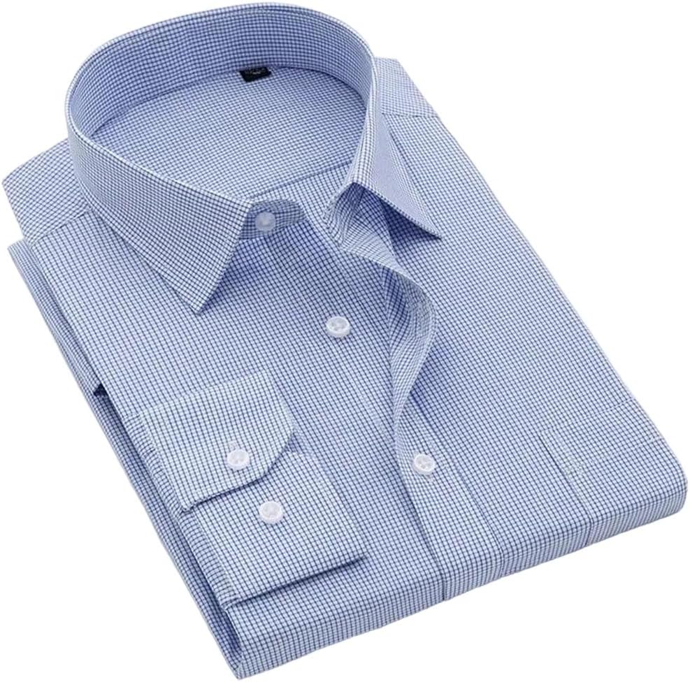 Men's Long Sleeve Shirts Solid Cotton Business Casual Shirt Straight Hem Office Wear Top