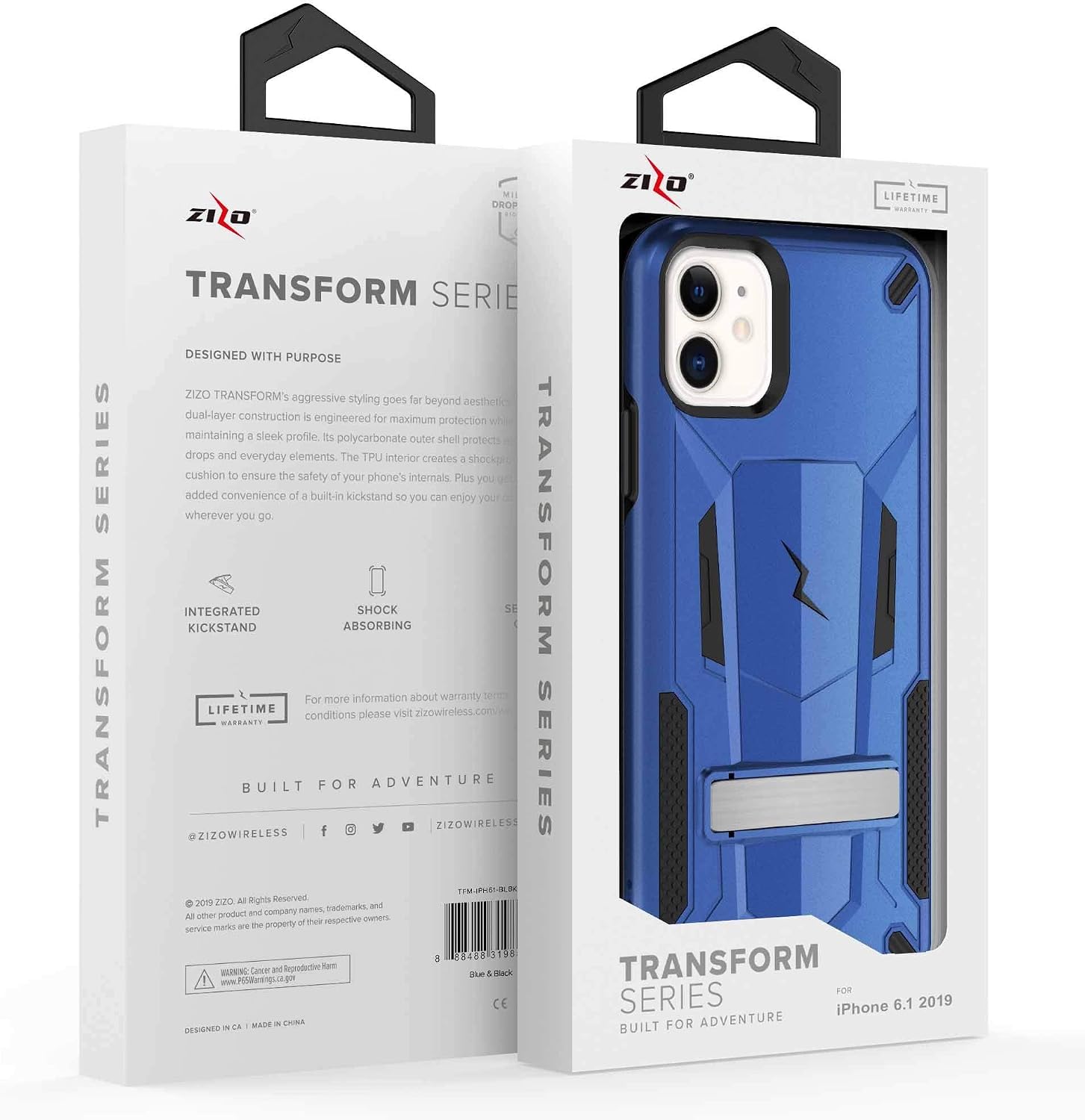 Zizo Transform Series for iPhone 11 Case - Dual-Layer Protection w/Kickstand, Military Grade Drop Protection - Blue