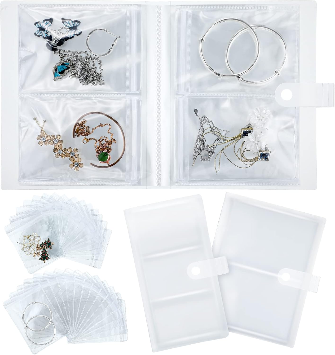 2 Pieces Transparent Jewelry Storage Book Jewelry Travel Organizer