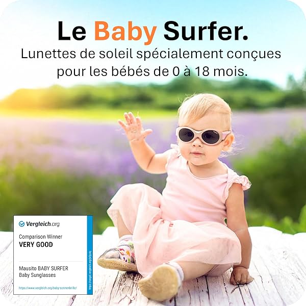 Mausito Lunettes de soleil bébé 0-18 mois bandeau ajustable et souple, monture flexible | Lunettes de soleil enfant avec protection 100% UV400 & sans BPA | Design européen moderne, maintien parfait - 2