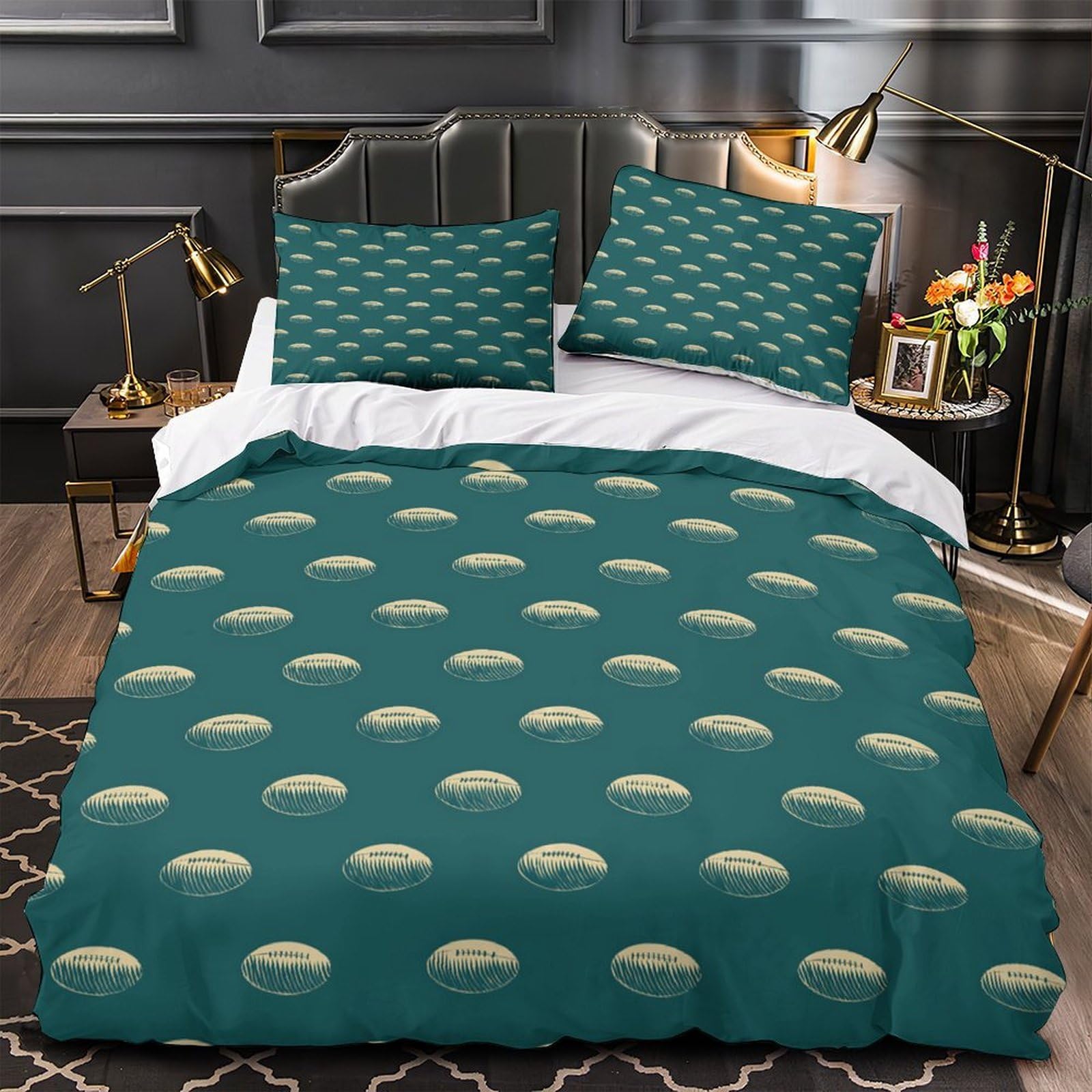 Housse de couette rugby 3d pour chambre adulte style retro