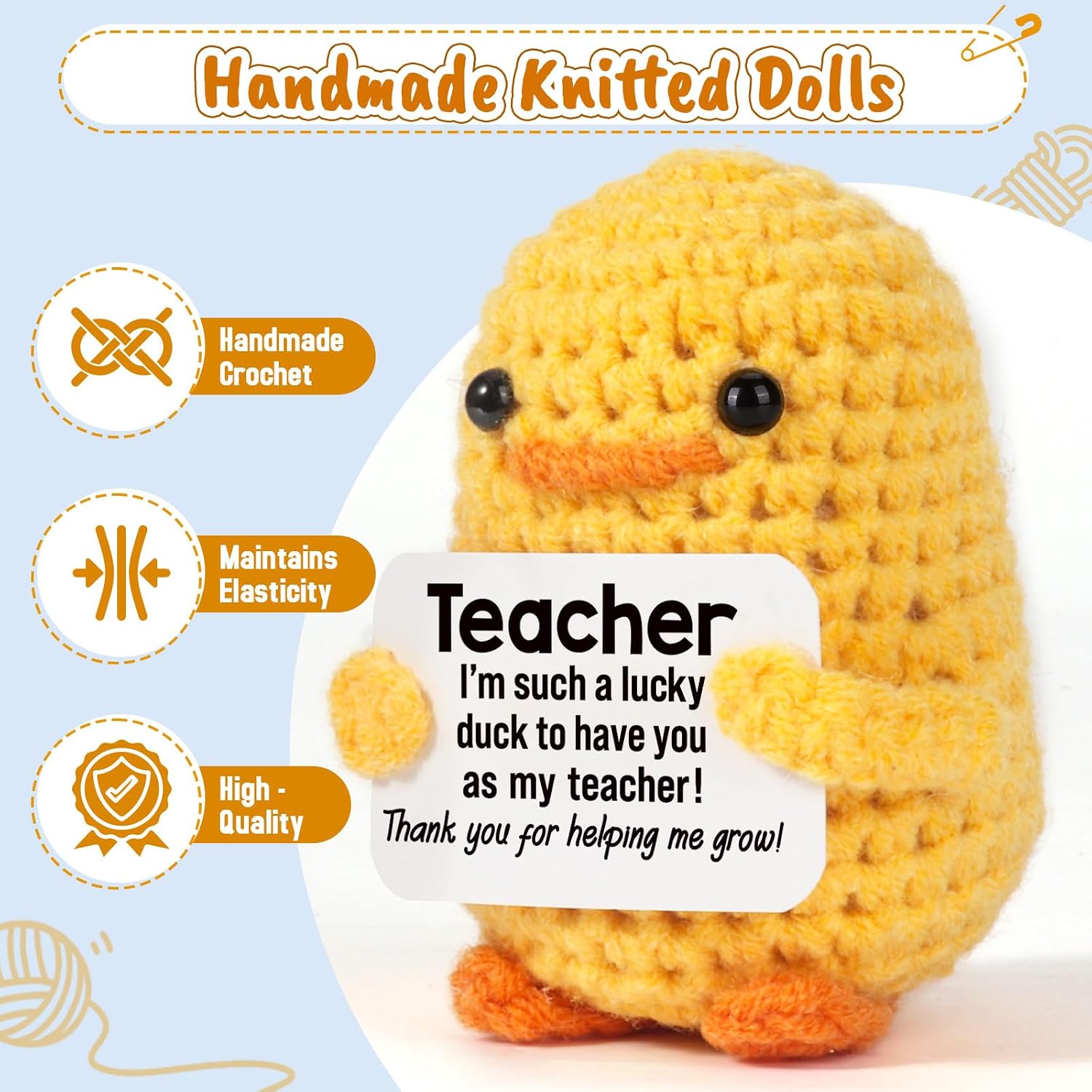 MBL Teacher Appreciation Gifts for Women - Funny Crochet Duck for Teachers Retirement Easter Graduation Teacher's Day Kindergarten End of Year Last Day of School
