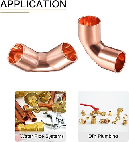 Miniatura 10 de DTGN 516 pulgadas (diámetro interior) de tubería de cobre de 90 grados, paquete de 10, bueno para sistema de tubería de agua, adaptador de codo de