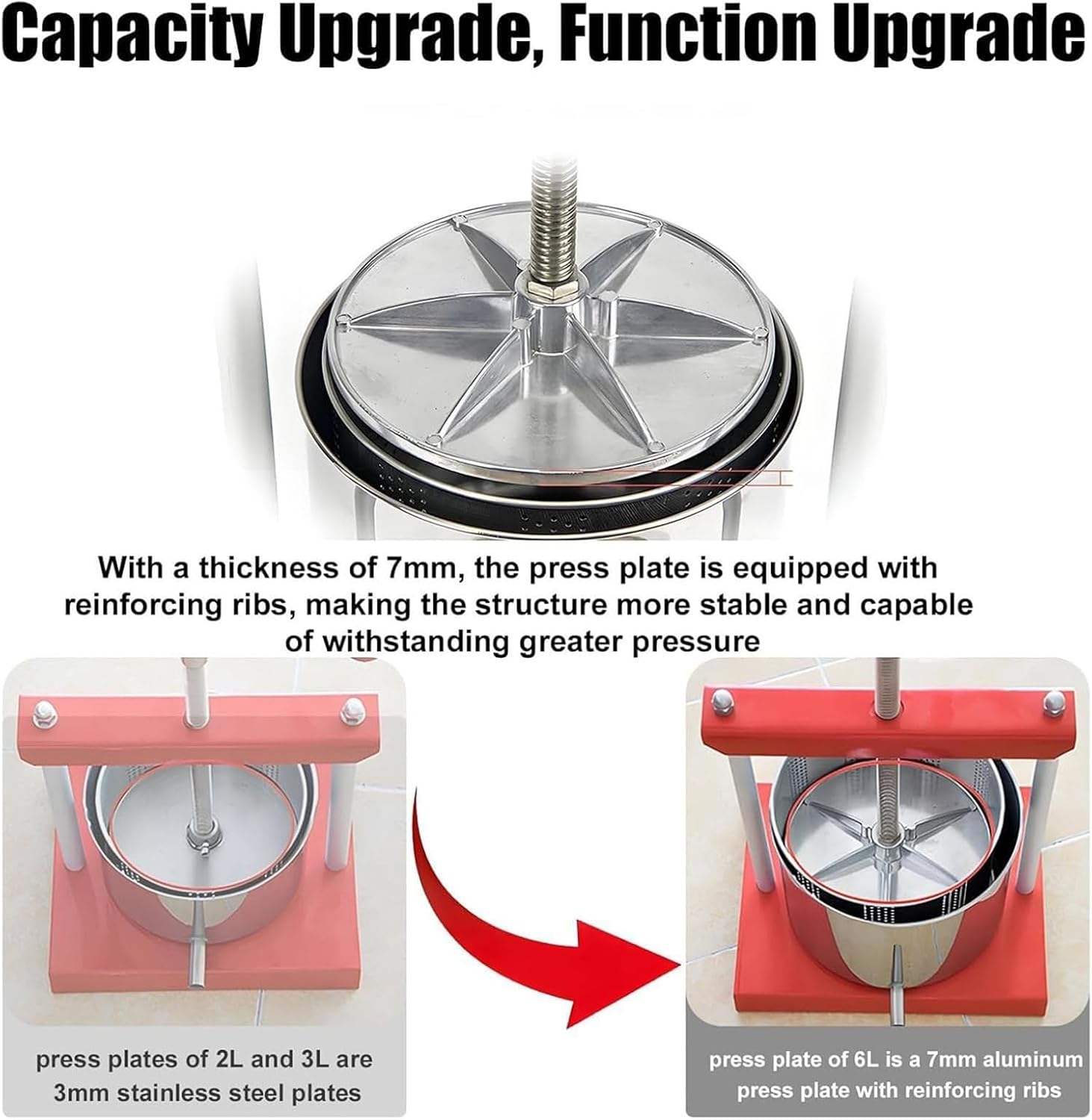 Cheese Tincture Herb Fruit Wine Manual Press -0.8 Gal/1.6Gallon Fruit Wine Press,Power Ball Handle-Stainless Steel & Iron,2 Stainless Steel Barrels,Homemade Juices(3L)