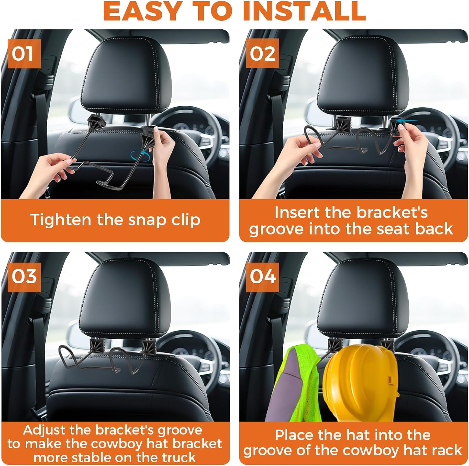 Hard Hat Holder for Truck Seat, Work Truck Accessories for Truck SUV Car Sea, Car Hat Holder for Hard Hat & Safety Vest