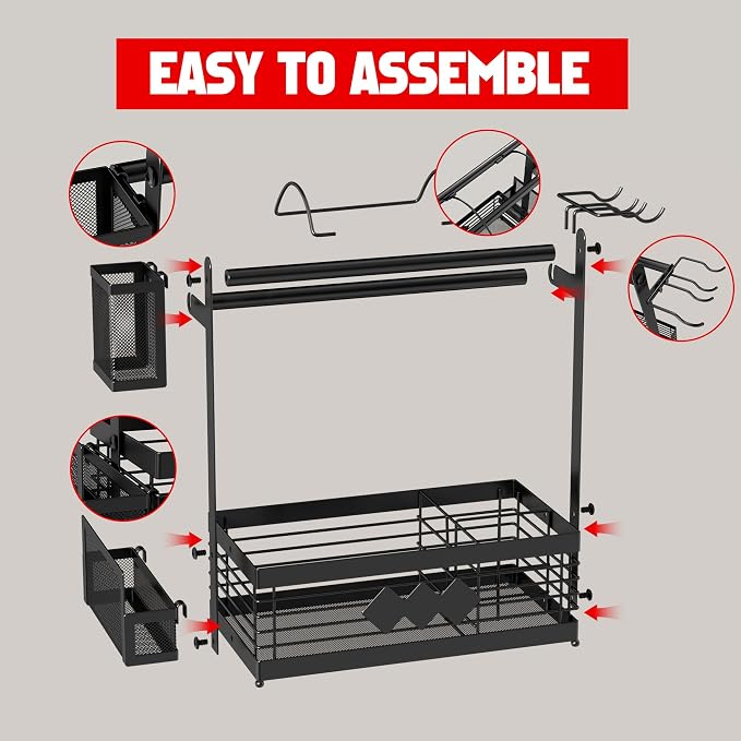 Organizador para parrilla con soporte para papel y platos miniatura 9