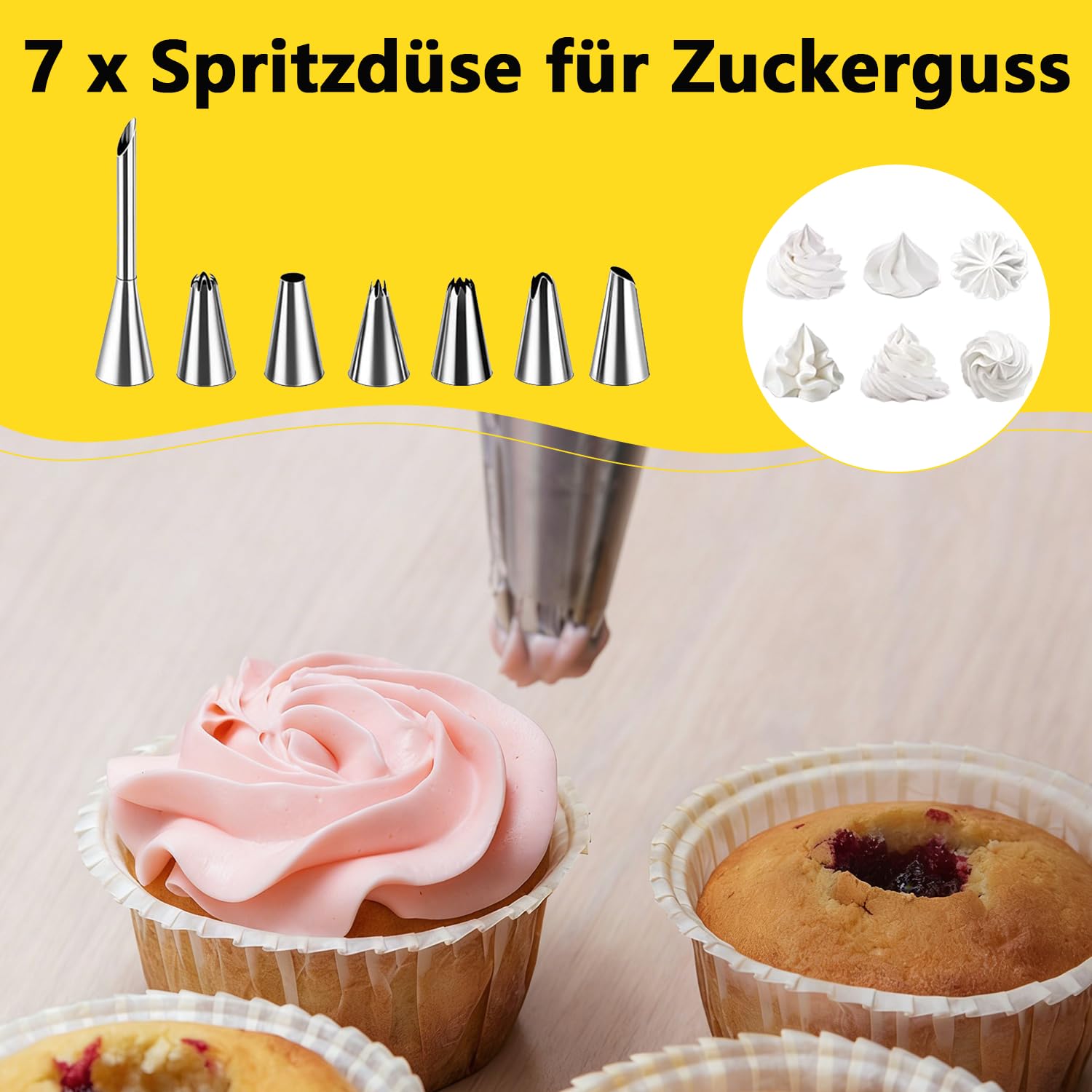 Churro Maker Edelstahl Gebäckpresse, Spritzgebäck Presse mit 10 Schablonen und 7 Edelstahl Tüllen, Teigspritze Kekspresse Gebäckspritze, Plätzchenpresse Backzubehör für Kuchen Dessert Cookie Presse