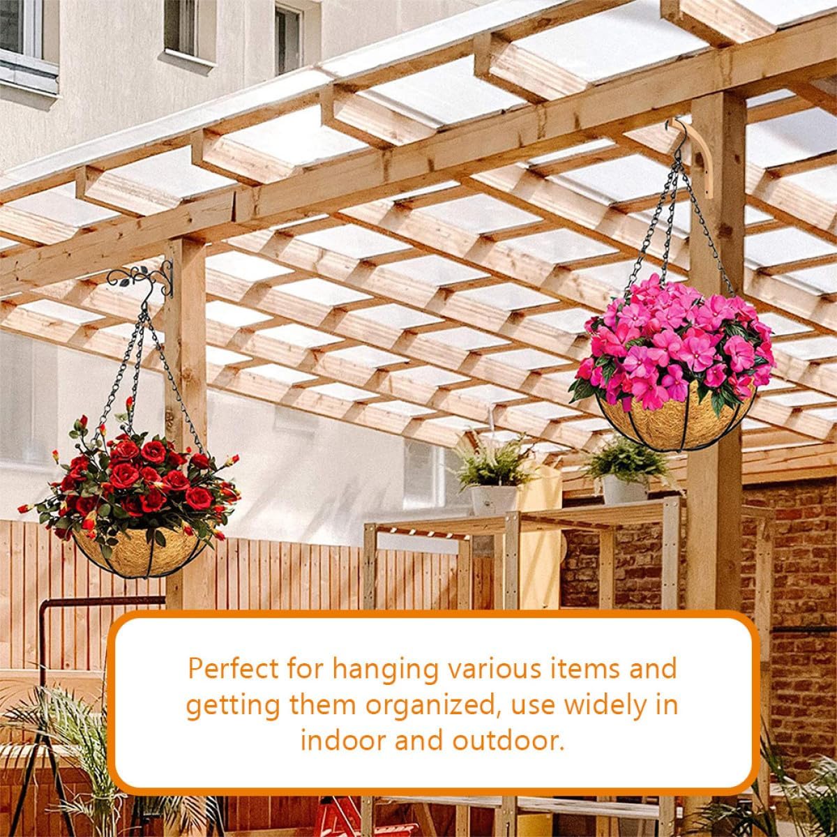2pcs Oak Wood Wall Plant Hangers Indoor Hanging Planter Hooks for Wall-Mounted Flower Pots Lantern Basket Holder Decorative Plant Hooks for Home Garden