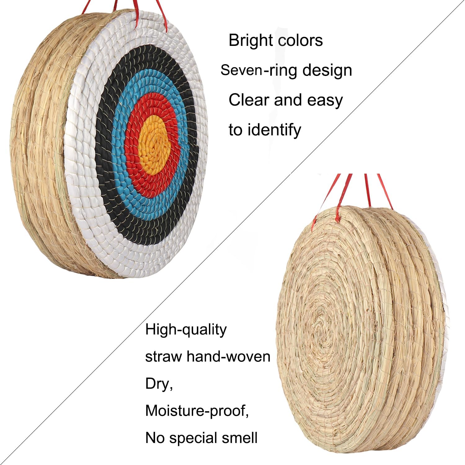 Archery Target - Straw Solid Hand-Made for Recurve Compound or Longbow; 20 Inch Traditional Bow Arrow Target for Kids/Youth/Adult Archery Hunting; Backyard Practice