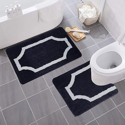 Miniatura 50 de YHF - Alfombras de baño de 20 x 32 pulgadas, extra gruesas y suaves, de microfibra peluda, lavables a máquina, alfombras de baño absorbentes, tapete