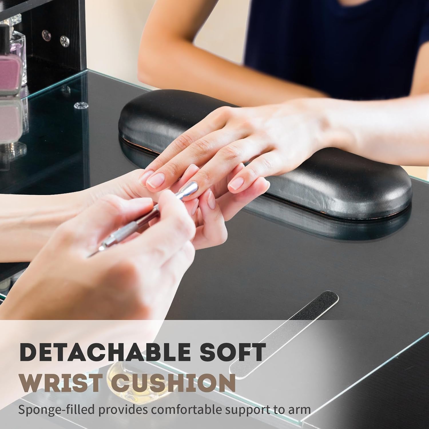 Manicure Nail Table Station,Manicure Table Nail Beauty Spa Salon Desk Workstation w/2 Drawers,3 Cabinets,Nail Art Desk Workstation with Hand Pillow and Adjustable Shelves