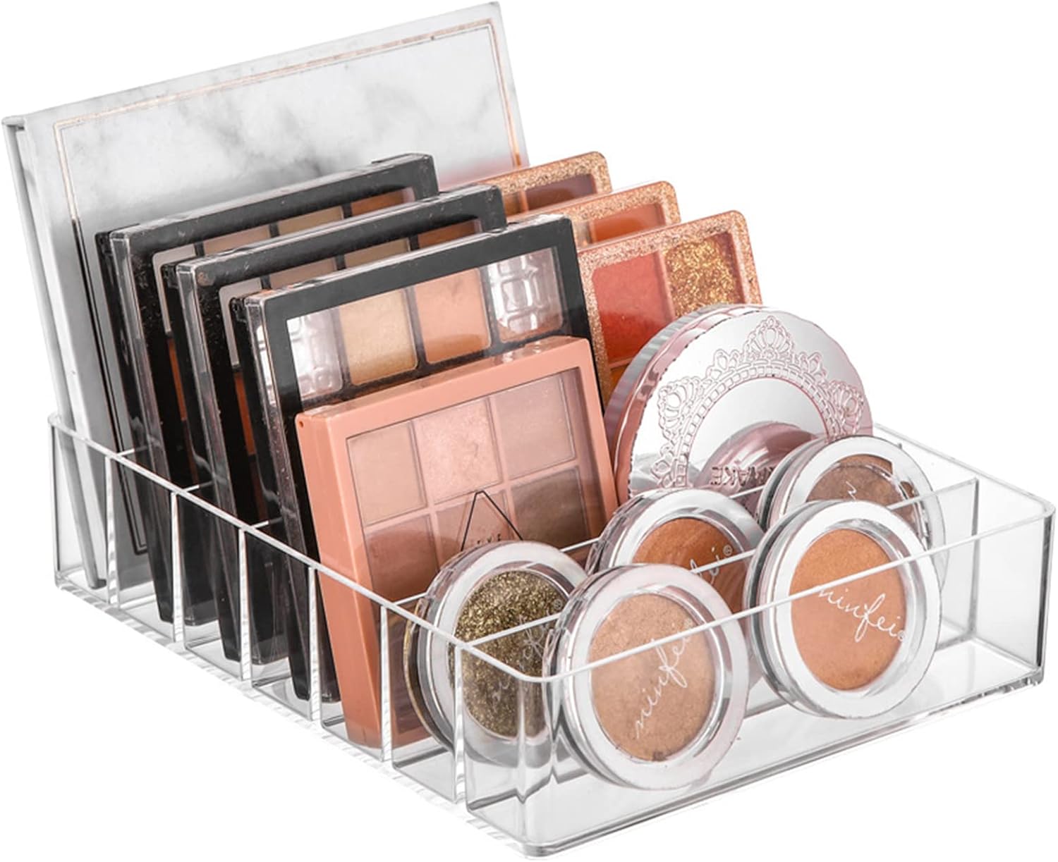 TWUTGAYW Oogschaduw Palet Organizer, Acryl Make-up Palet Opslag Organiser, Clear Huidverzorging Organizer Houder voor Vanity Cosmetica Make-up Laden Contertop Slaapkamer Kast-7 Secties