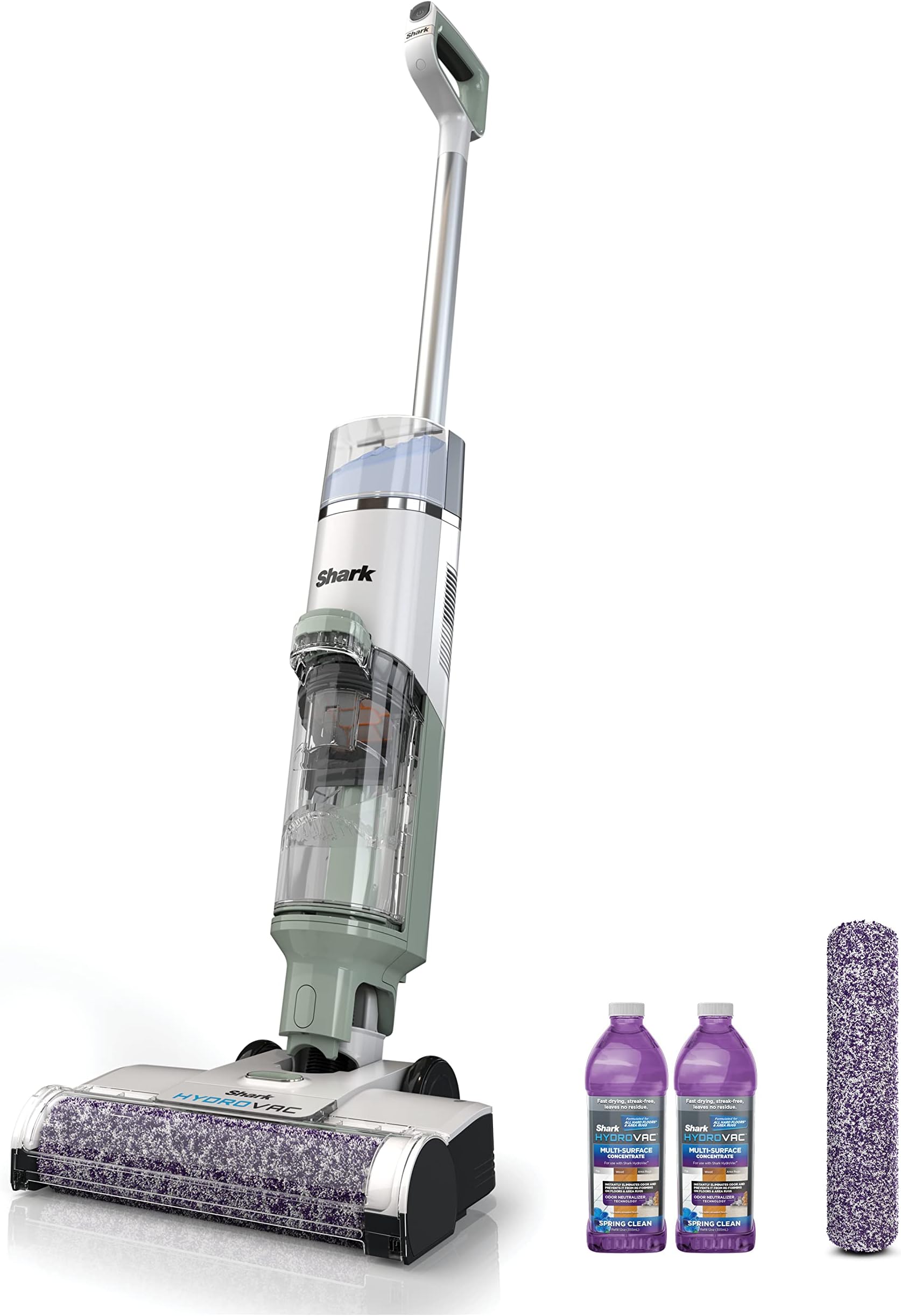 AW201 HydroVac Cordless Pro XL 3-in-1 Vacuum, Mop & Self-Cleaning System with 2 Antimicrobial Brushrolls* Solutions for Multi-Surface Cleaning, Hardwood, Tile, Area Rug More, Tea Green