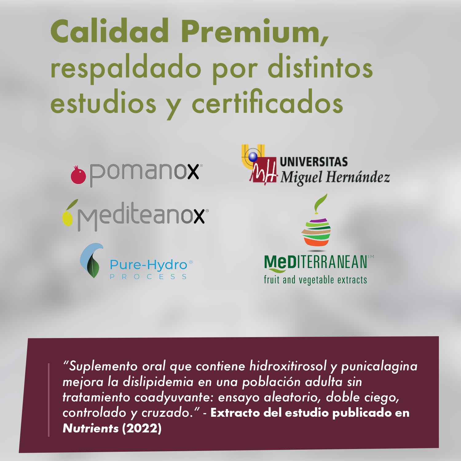 Granatum Plus - Punicalagina e Hidroxitirosol - Extracto de Granada y Oliva Extra Virgen - Antioxidante y Antiinflamatorio - Cuidado de la Piel - Producido en España - 1 Caja 60 Cápsulas