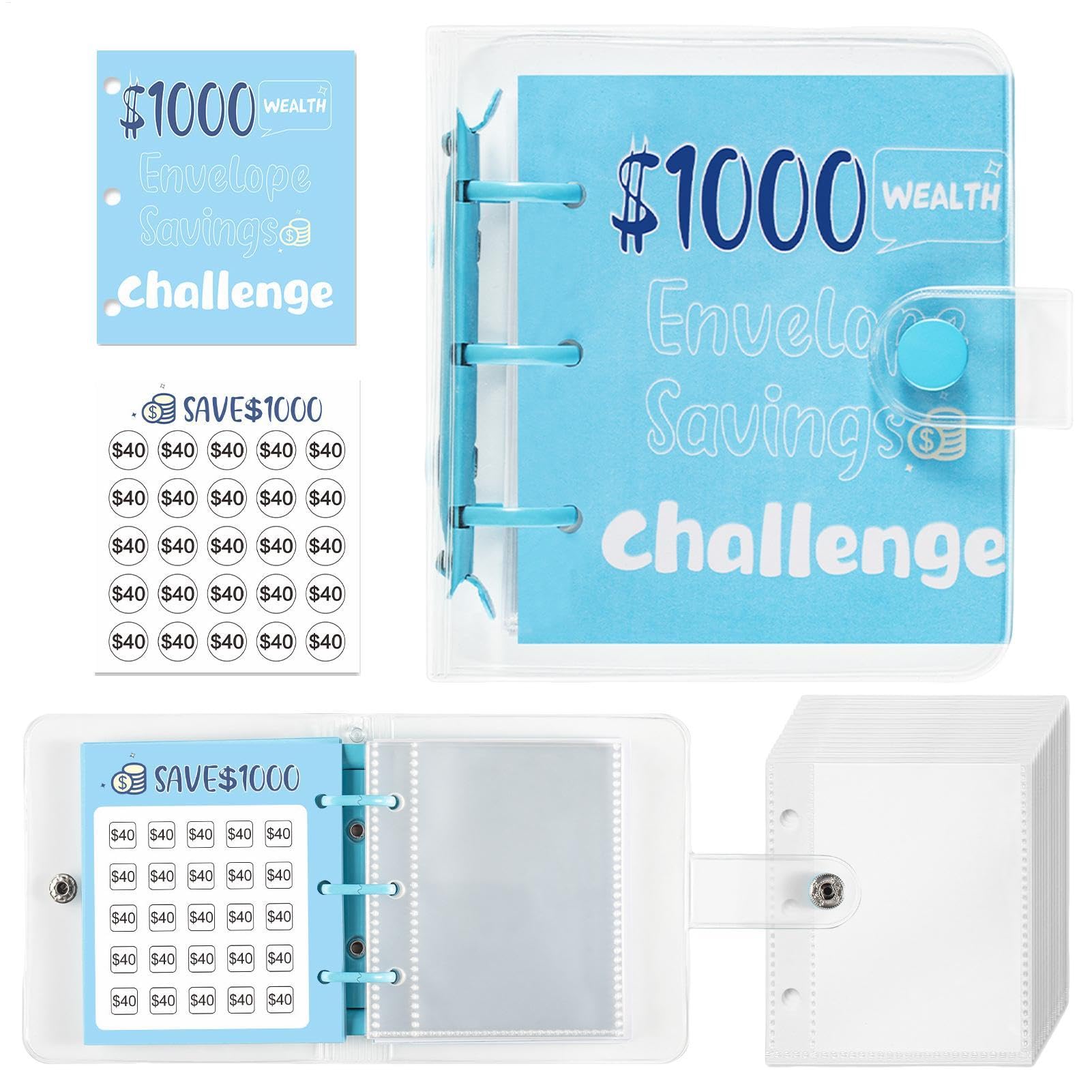 Saving Challenge Book Binder 25 Envelope Portable Family