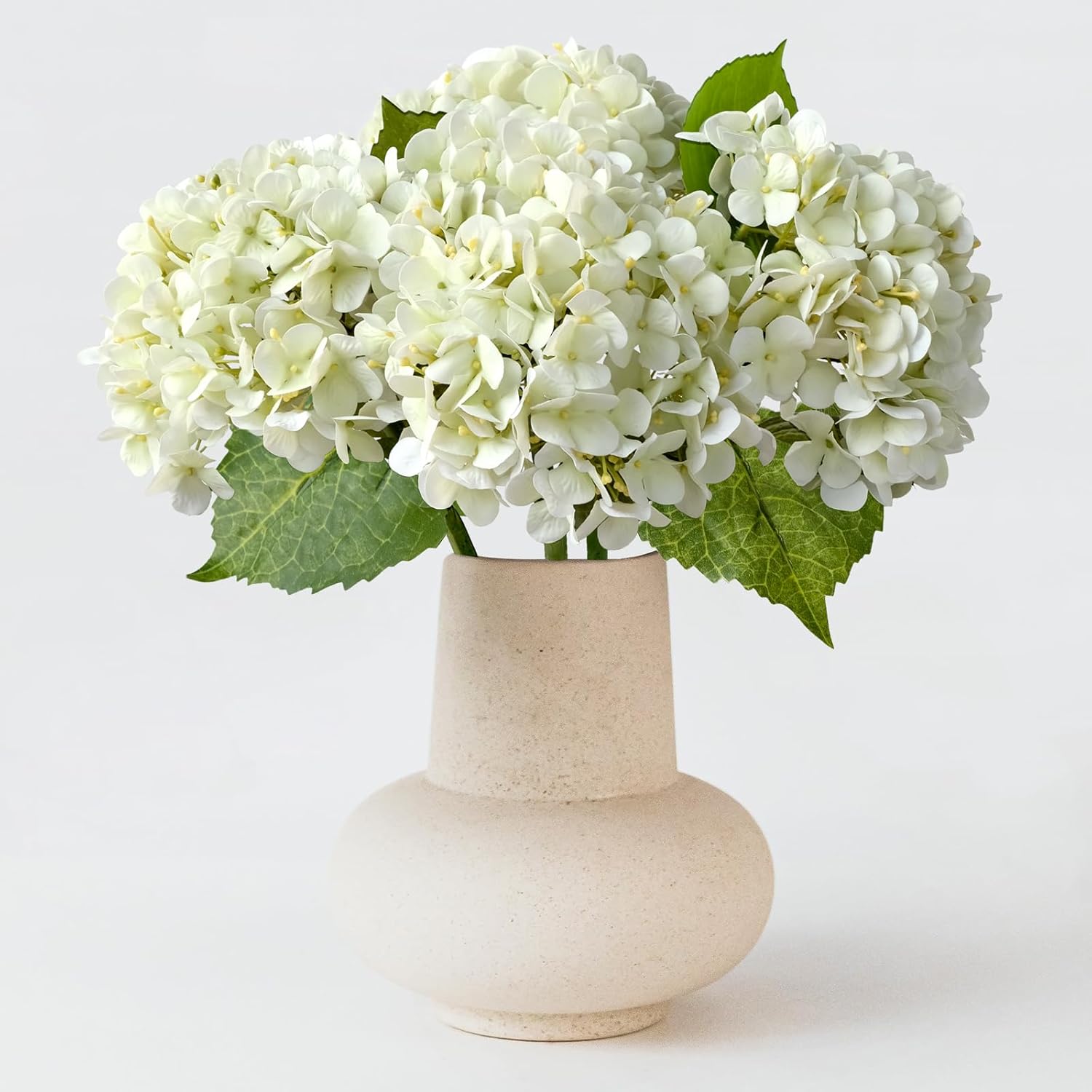 4pcs 20" Ivory White Real Touch Latex Hydrangea Artificial Flowers - Lifelike Boho Stems for Vases, Home Decor & Table Centerpieces