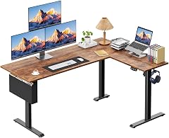 L Shaped Electric Standing Desk 63 Inch Adjustable Height Sit to Stand Corner Desk with Memory Presets Reversible