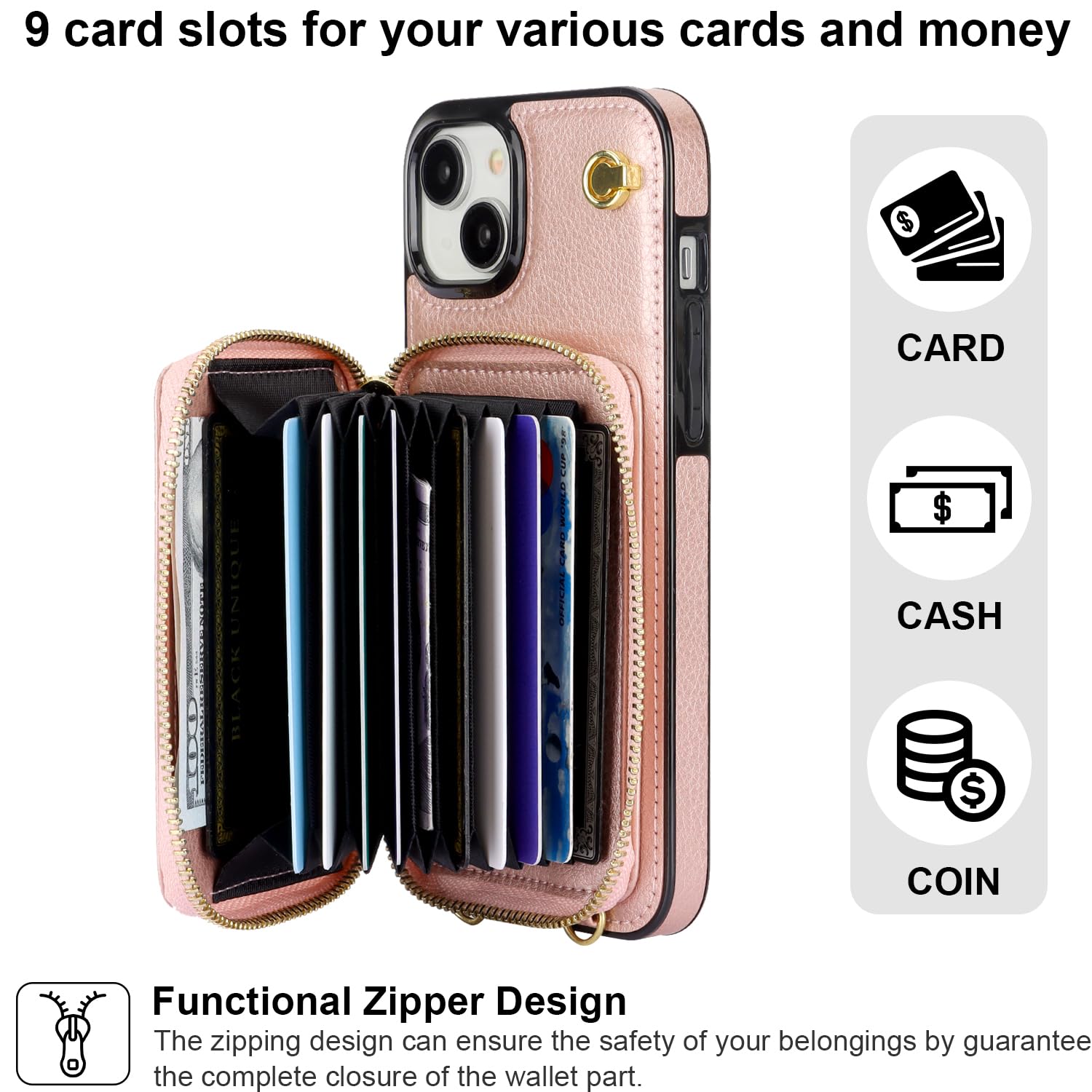 Bocasal For MagSafe Crossbody Wallet Case Compatible With IPhone 15