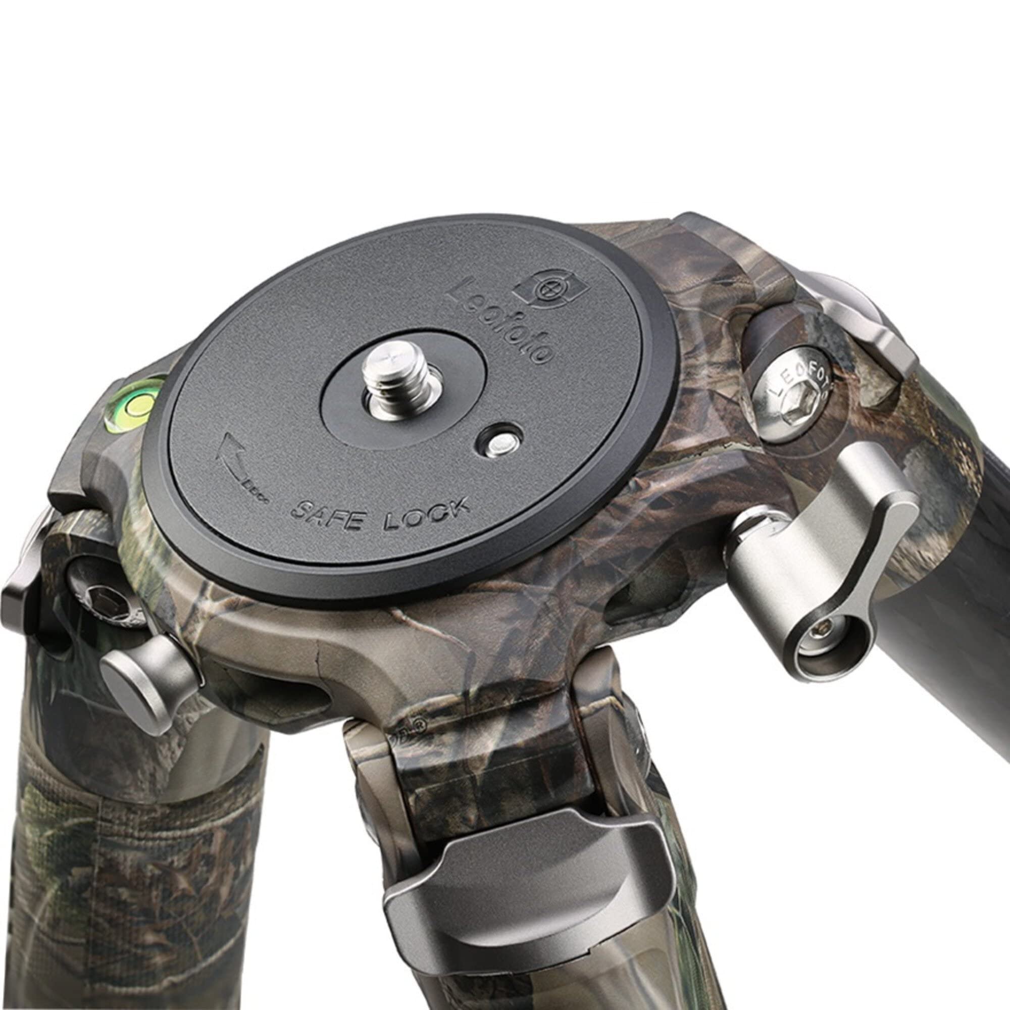 Leofoto - Summit - Treppiede in carbonio - Altezza massima: 154 cm - Altezza min. 8 cm - Per fotocamere e obiettivi più grandi e pesanti - Leggero - LM-365C - Camo