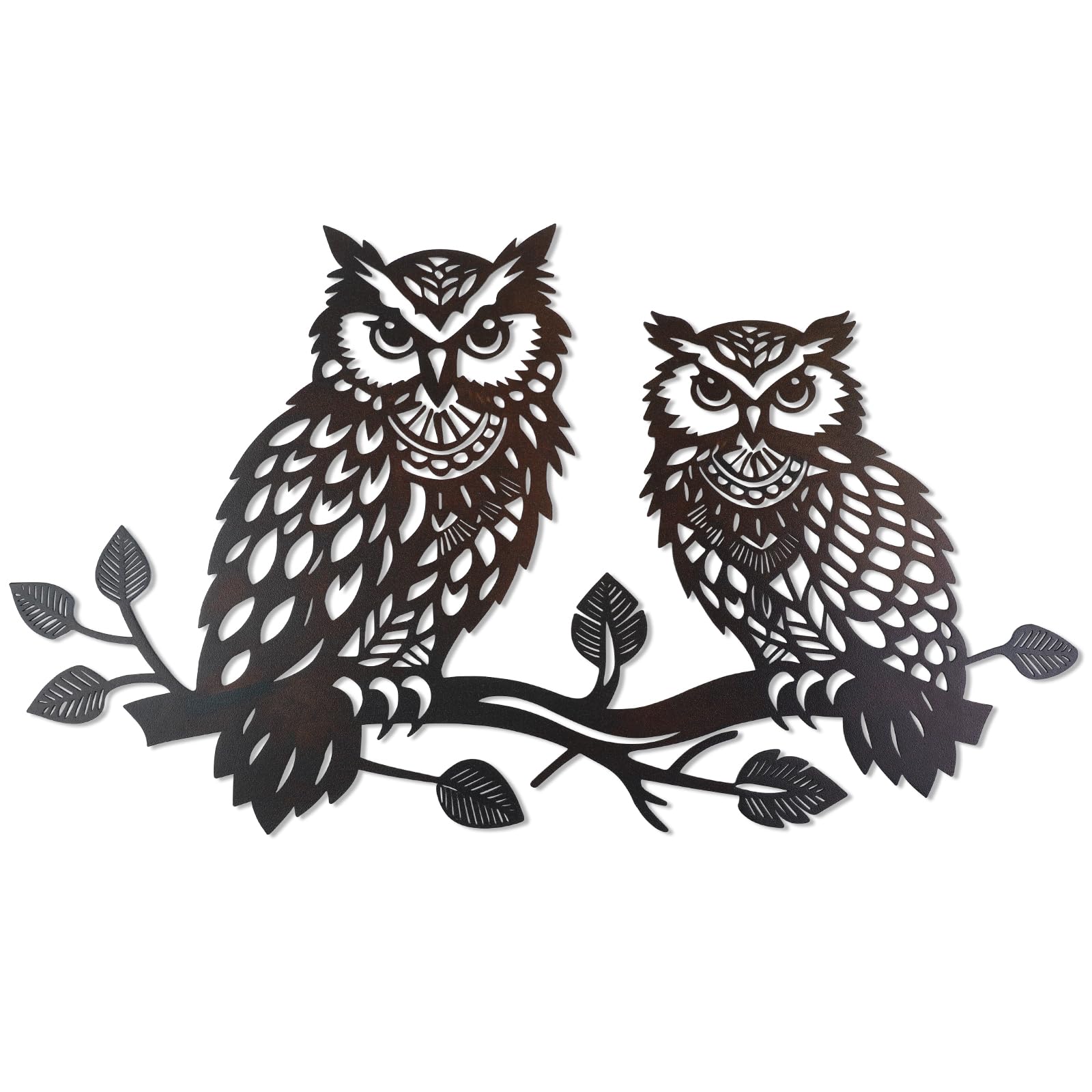 YiYa Metal Owl Decor Black Owls on Branch Wall Art, Weatherproof Metal Sculpture for Home for Home Living Room Bedroom Garden Patio Indoor or Outdoor Decor