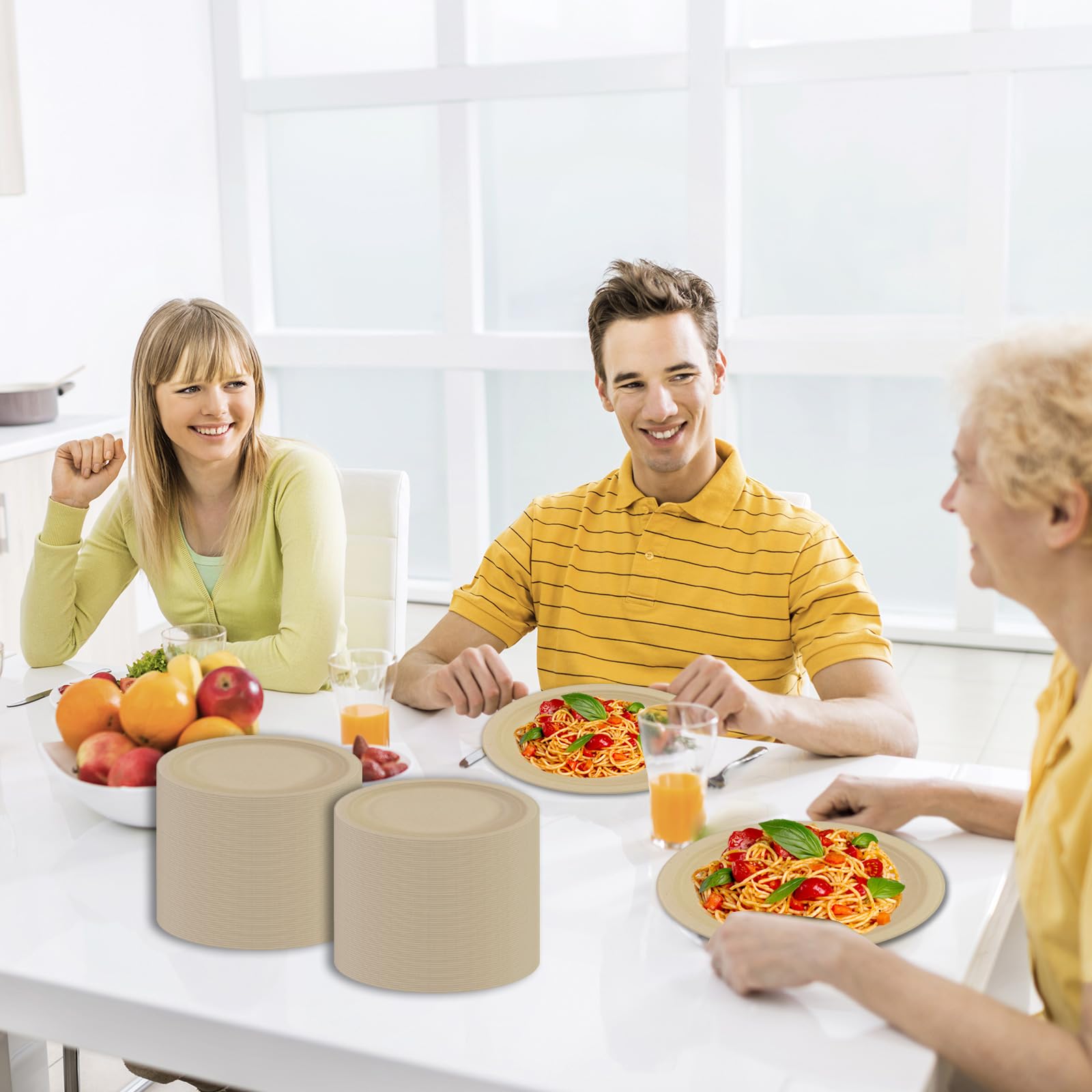 200 platos de papel, 22,9 cm, biodegradables, biodegradables y compostables, respetuosos con el medio ambiente, duraderos, reciclables, perfectos para picnics, barbacoas