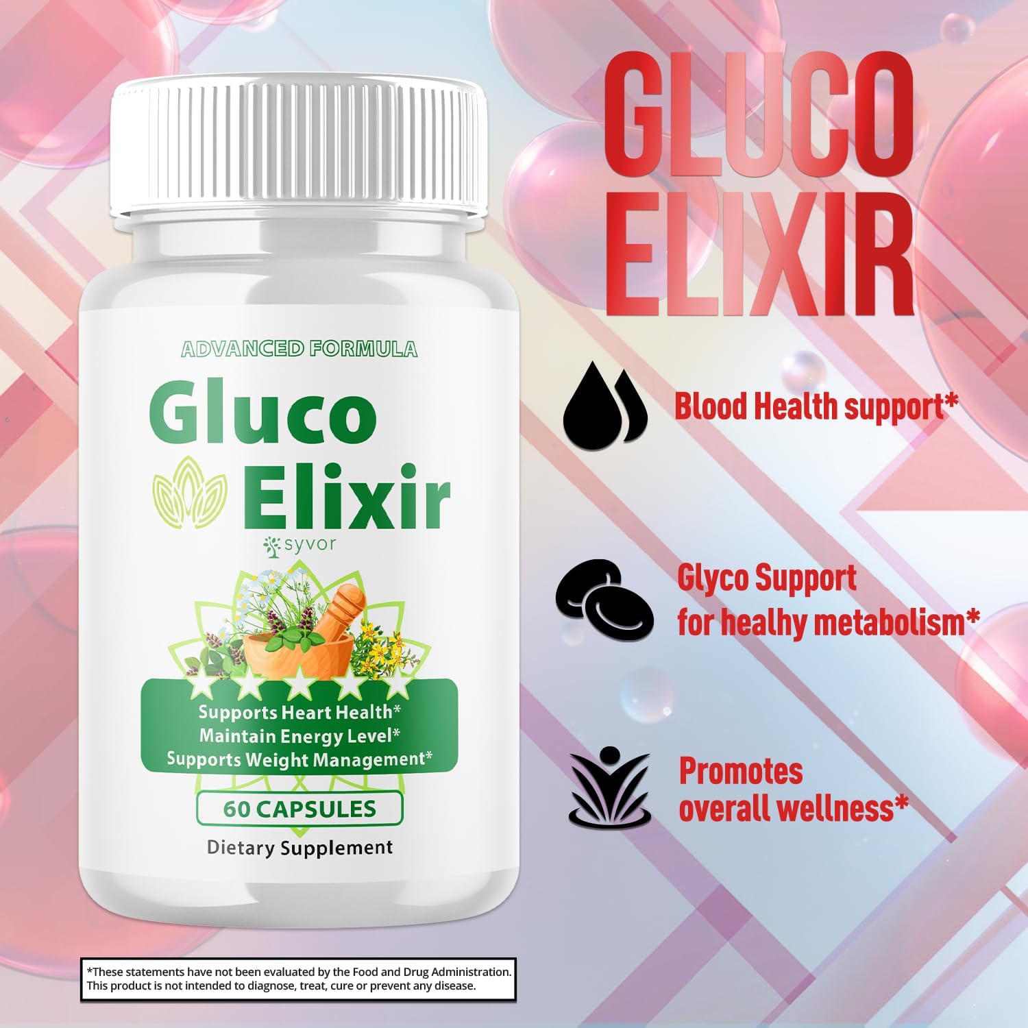 (2 Pack) Gluco Elixir Capsules, Official GlucoElixir Blood Health Support Pills with All Natural Ingredients, Advanced Formula Supplement Pill with Max Strength Vitamins for Women & Men (120 Capsules) - Image 4