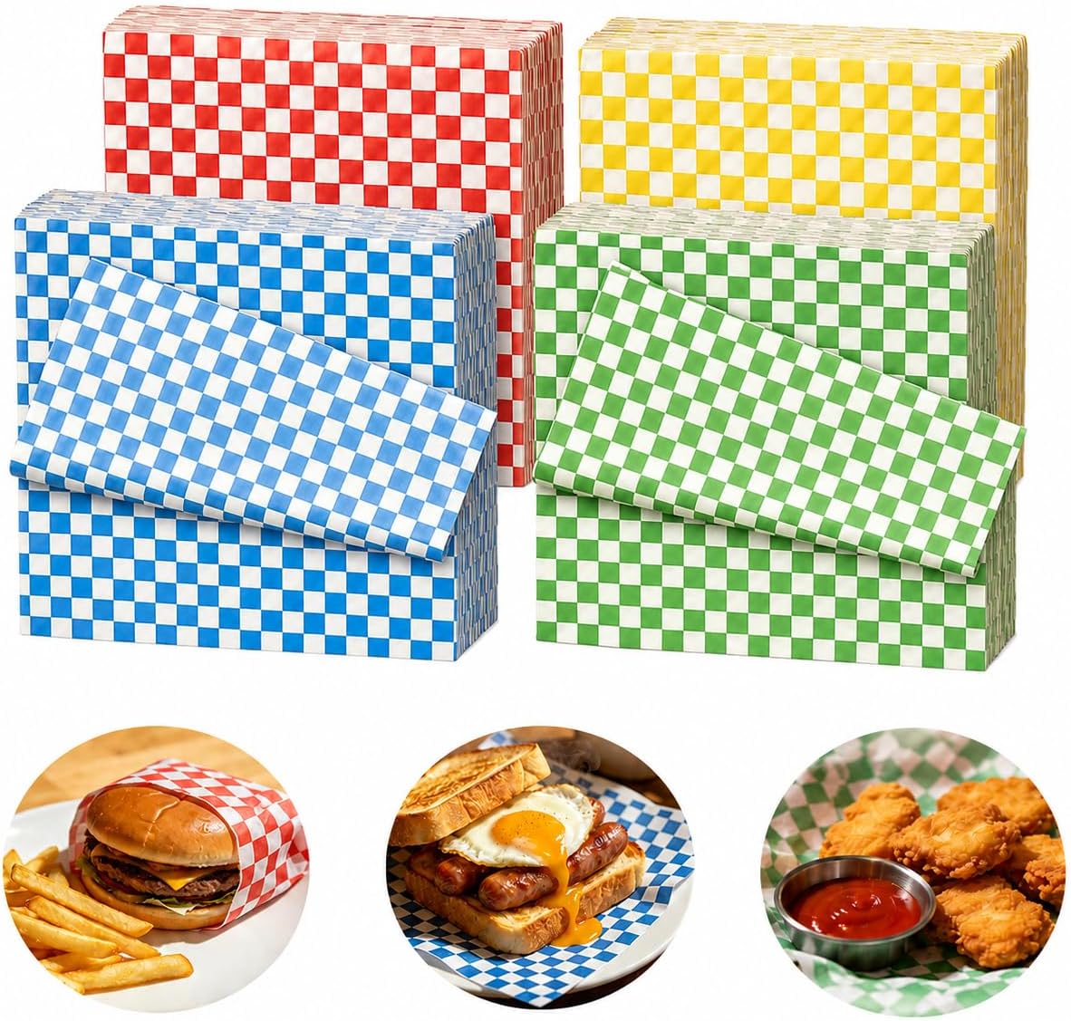 240Pcs 12×12 Inch Checkered Deli Wax Paper