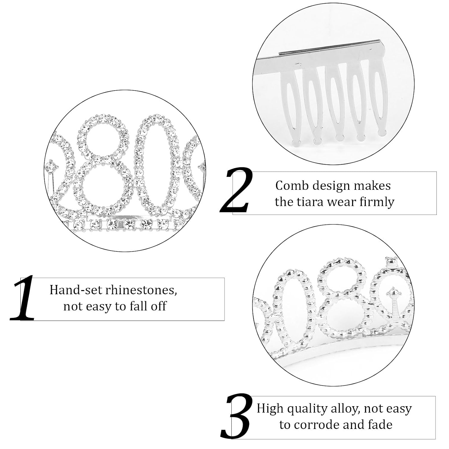 Semato 80th Birthday Decorations for Women Silver 80th Birthday Crown and Sash Gifts for Women Party Supplies and Favors image 2