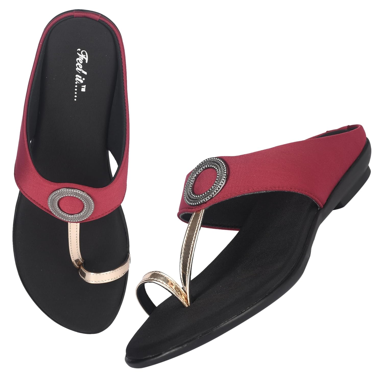 Feel it Women Casual One Toe Flats Sandal, Women’s Flat Slip on Sandals Slippers