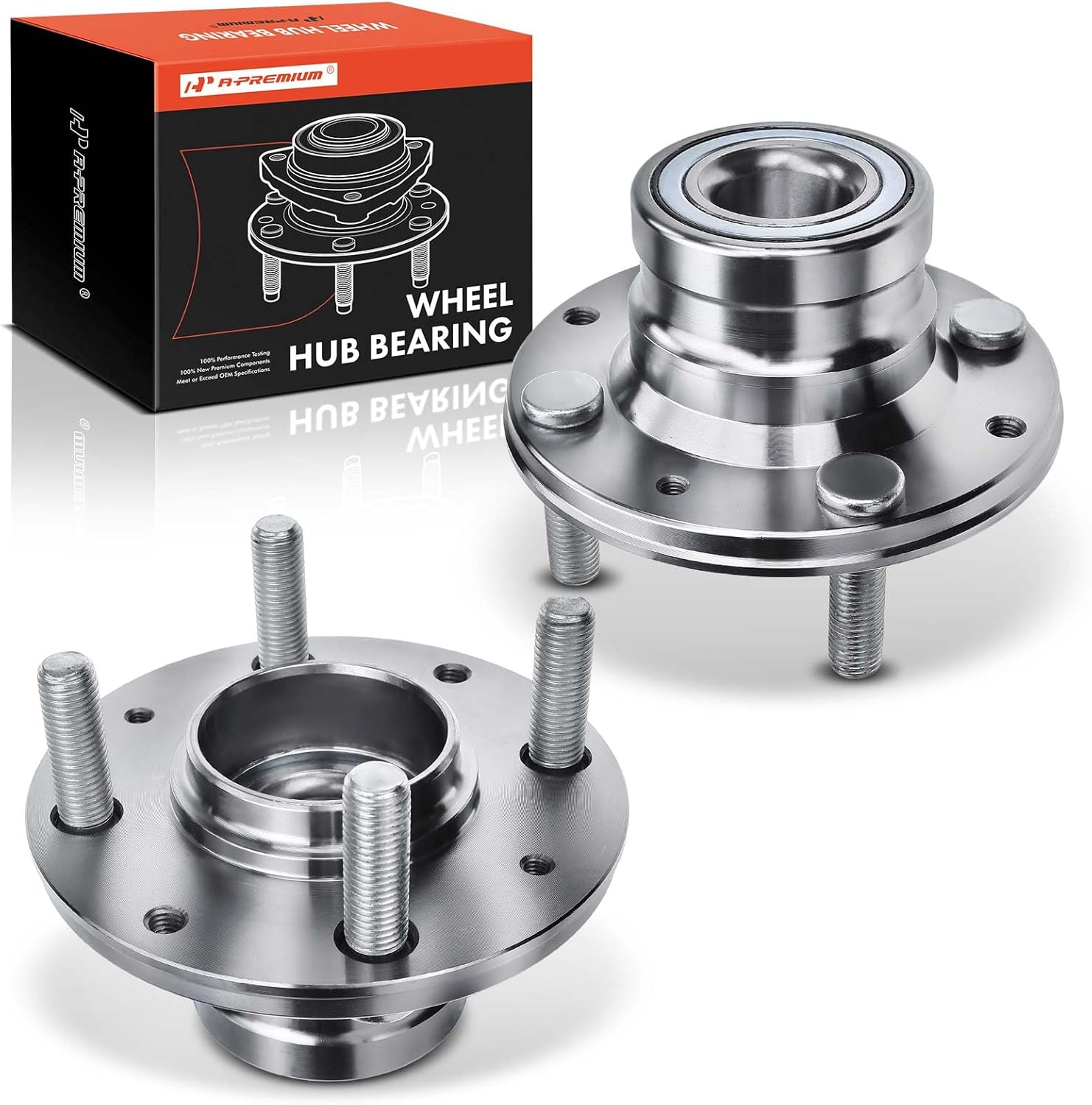 A-Premium 2 x Rear Wheel Bearing and Hub Assembly with 4-Lug Compatible with Dodge Colt 1993-1995, Eagle Summit 1993-1996, Mitsubishi Mirage 1993-2002, Plymouth Colt 1992-1995, FWD Only