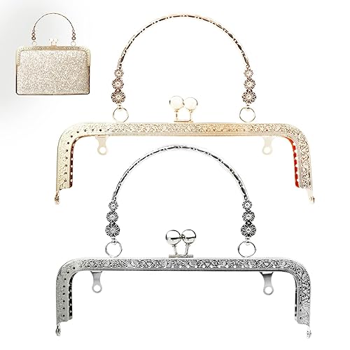 2 PCS Purse Clasp Frame with Handle, Metal Kiss Lock
